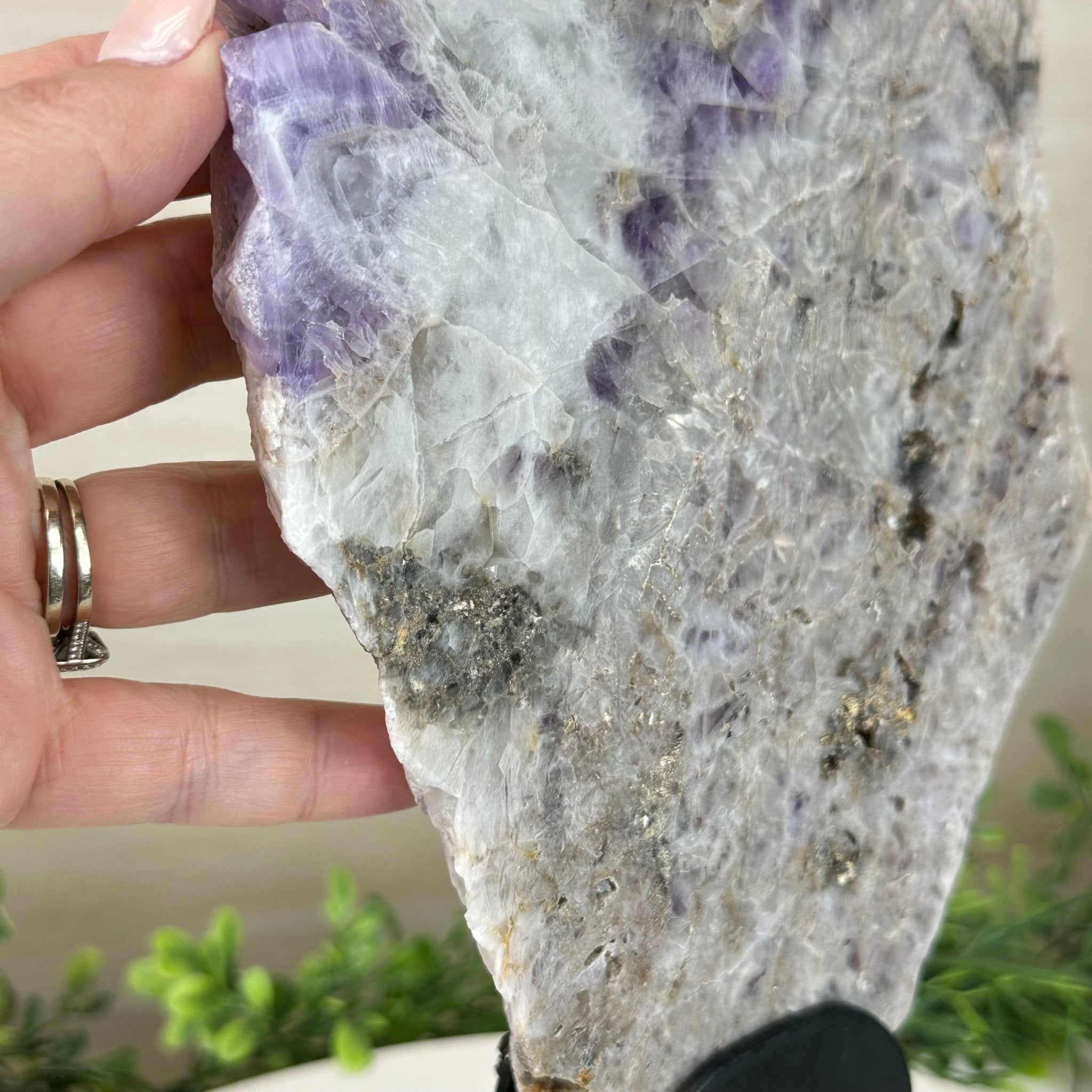 Chevron Amethyst Crystal Slice on a Stand, 4.7 lbs & 14.6" Tall #5621AC - 012 - Brazil GemsBrazil GemsChevron Amethyst Crystal Slice on a Stand, 4.7 lbs & 14.6" Tall #5621AC - 012Slices on Fixed Bases5621AC - 012