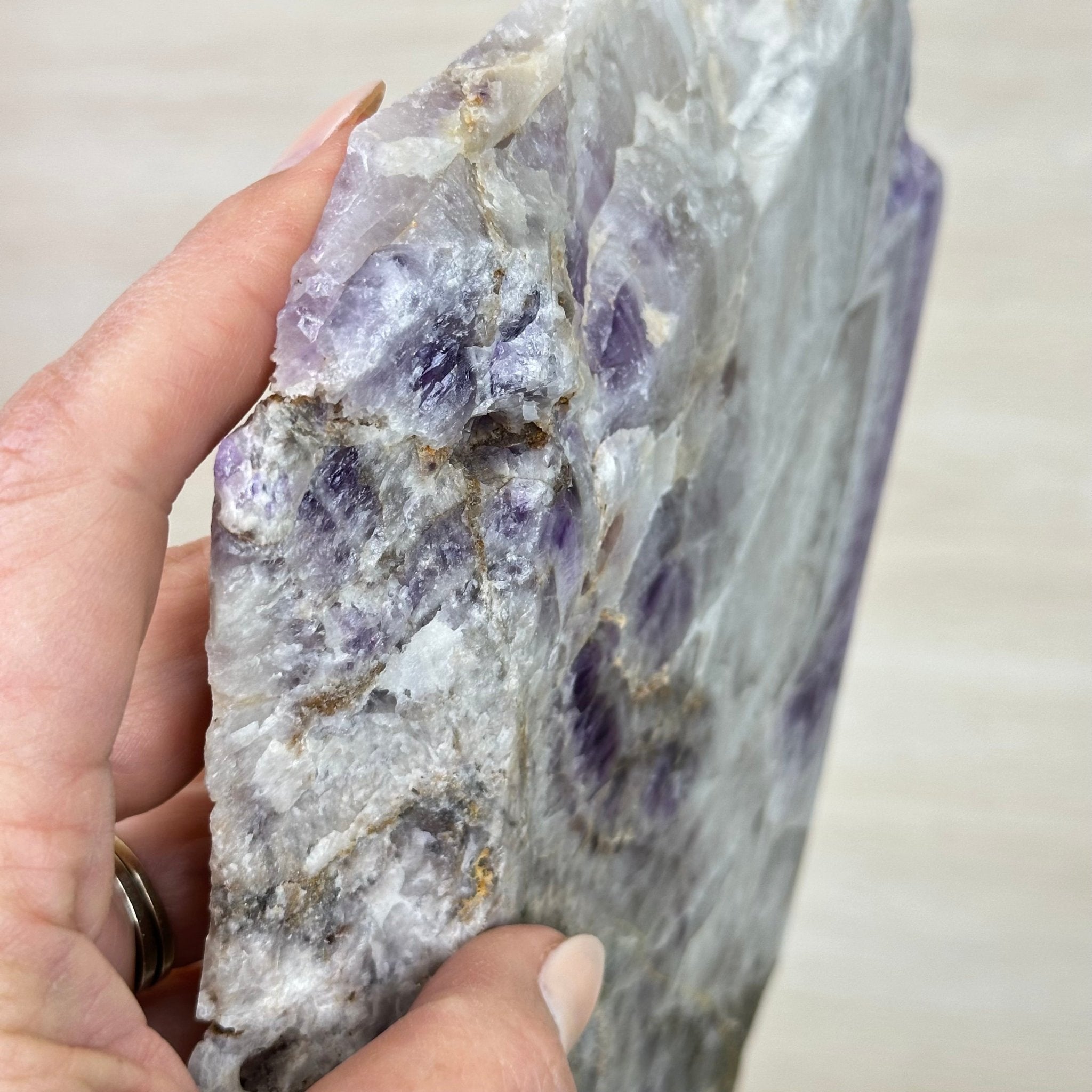 Chevron Amethyst Crystal Slice on a Stand, 4.7 lbs & 14.6" Tall #5621AC - 012 - Brazil GemsBrazil GemsChevron Amethyst Crystal Slice on a Stand, 4.7 lbs & 14.6" Tall #5621AC - 012Slices on Fixed Bases5621AC - 012