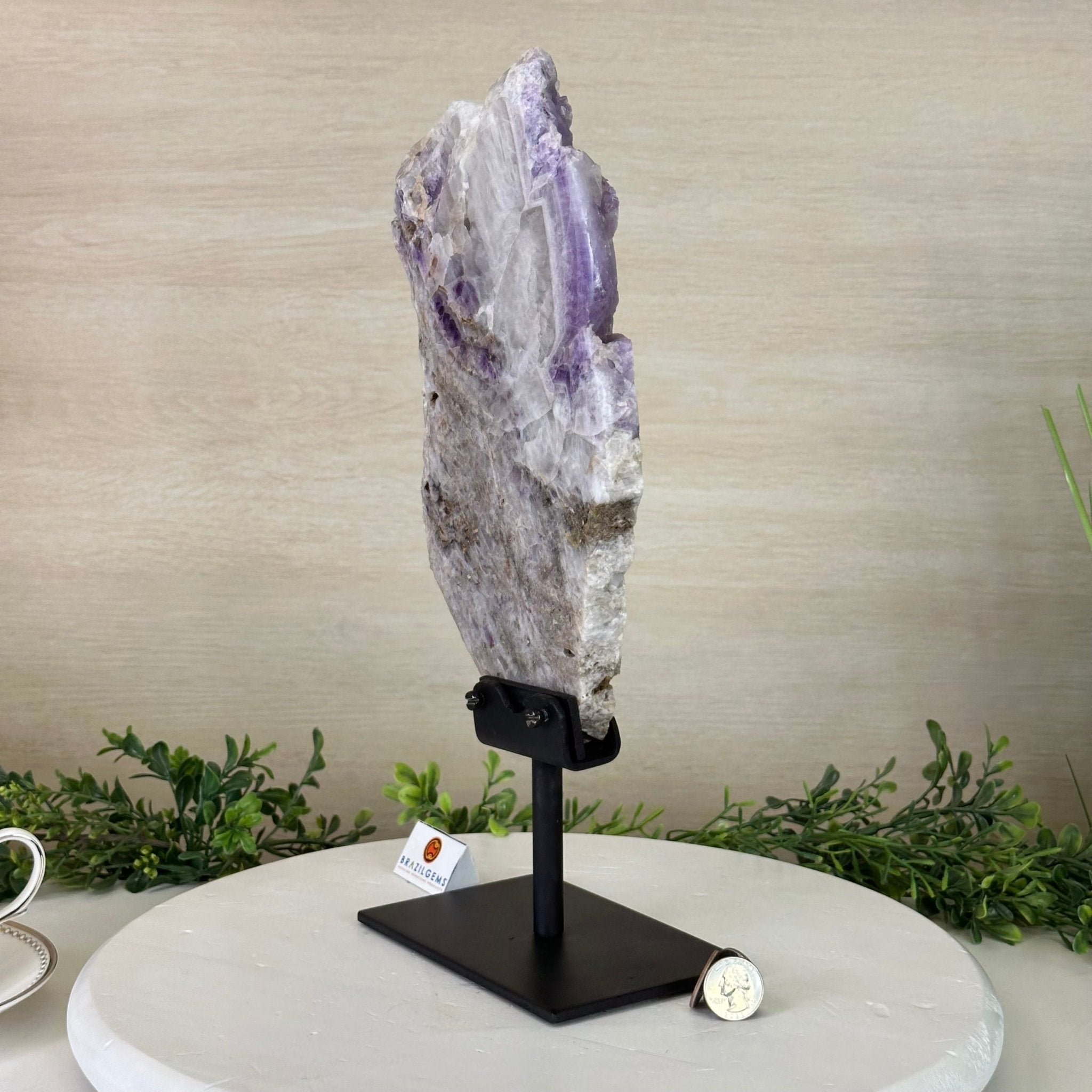 Chevron Amethyst Crystal Slice on a Stand, 4.7 lbs & 14.6" Tall #5621AC - 012 - Brazil GemsBrazil GemsChevron Amethyst Crystal Slice on a Stand, 4.7 lbs & 14.6" Tall #5621AC - 012Slices on Fixed Bases5621AC - 012