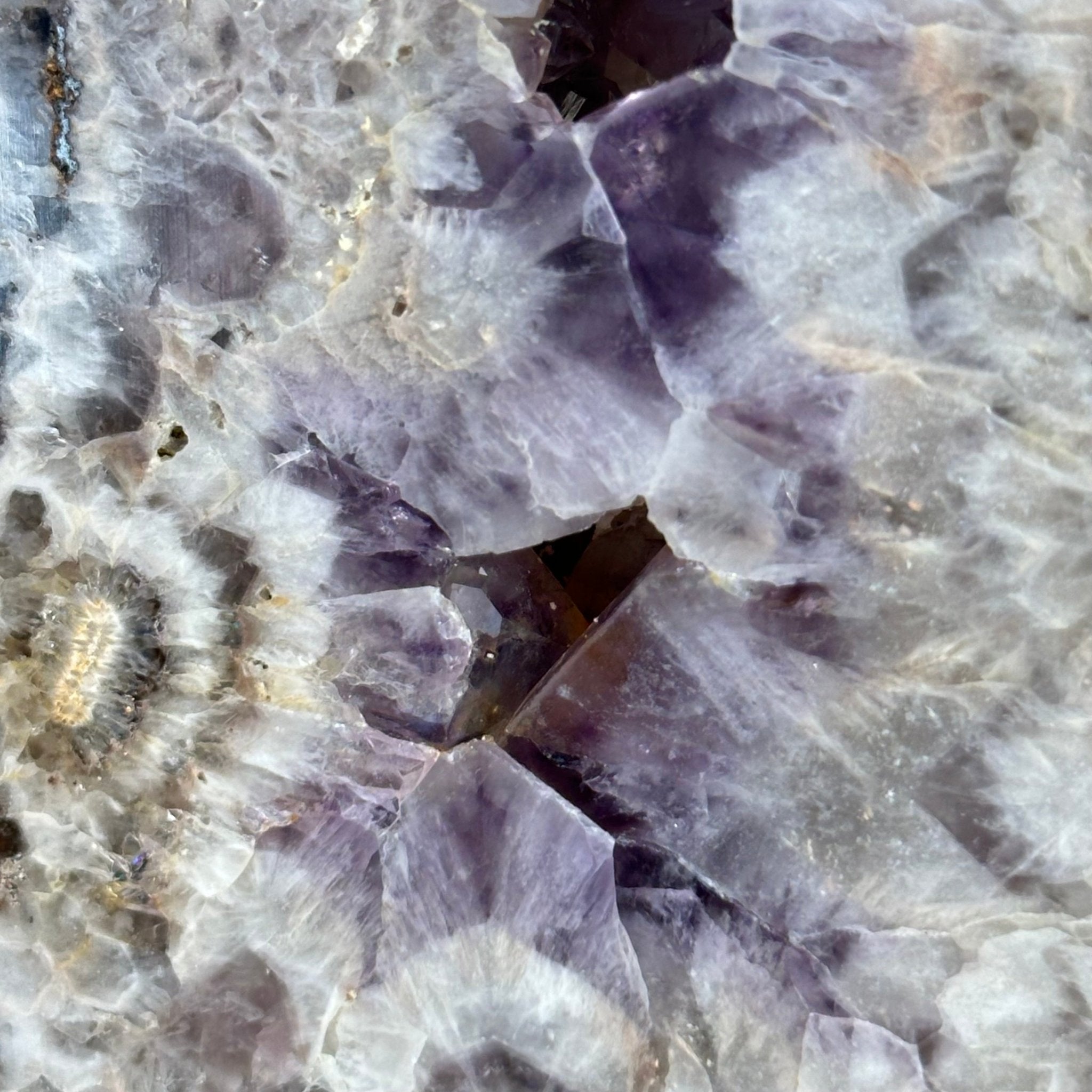 Chevron Amethyst Crystal Slice on a Stand, 4.9 lbs & 13.2" Tall #5621AC - 015 - Brazil GemsBrazil GemsChevron Amethyst Crystal Slice on a Stand, 4.9 lbs & 13.2" Tall #5621AC - 015Slices on Fixed Bases5621AC - 015