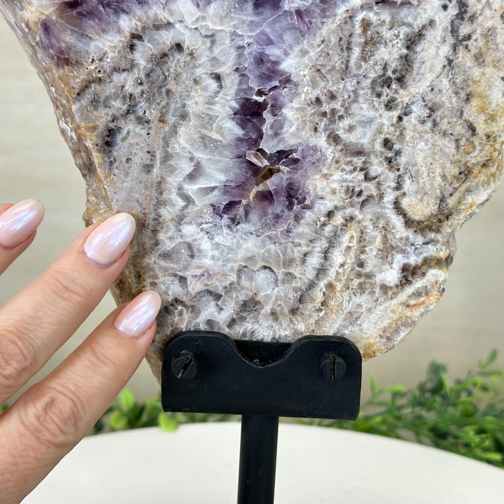 Chevron Amethyst Crystal Slice on a Stand, 4.9 lbs & 13.2" Tall #5621AC - 015 - Brazil GemsBrazil GemsChevron Amethyst Crystal Slice on a Stand, 4.9 lbs & 13.2" Tall #5621AC - 015Slices on Fixed Bases5621AC - 015