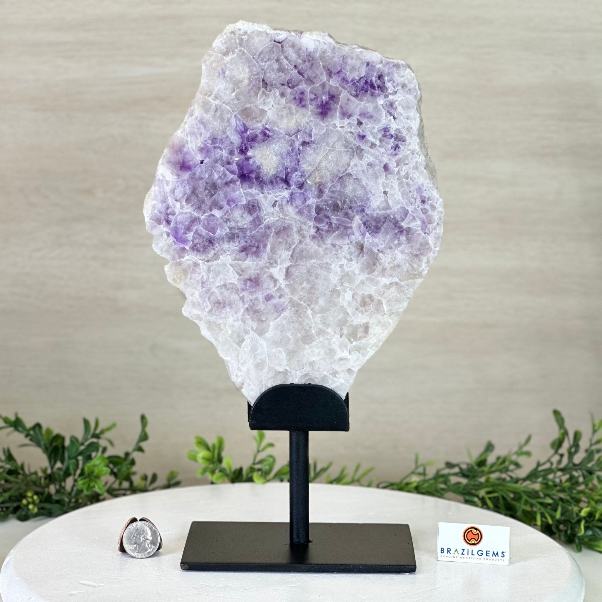 Chevron Amethyst Crystal Slice on a Stand, 4.9 lbs & 13.8" Tall #5621AC - 014 - Brazil GemsBrazil GemsChevron Amethyst Crystal Slice on a Stand, 4.9 lbs & 13.8" Tall #5621AC - 014Slices on Fixed Bases5621AC - 014