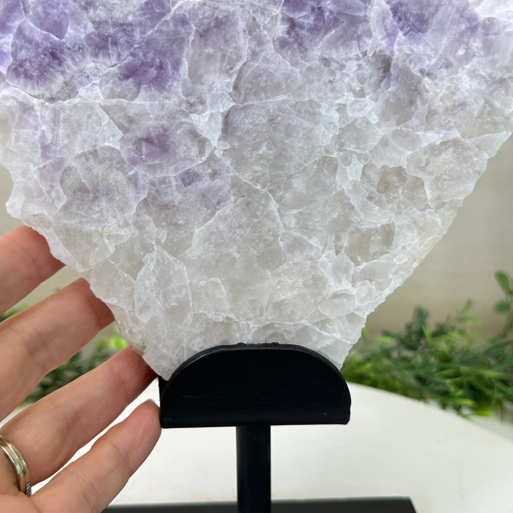 Chevron Amethyst Crystal Slice on a Stand, 4.9 lbs & 13.8" Tall #5621AC - 014 - Brazil GemsBrazil GemsChevron Amethyst Crystal Slice on a Stand, 4.9 lbs & 13.8" Tall #5621AC - 014Slices on Fixed Bases5621AC - 014