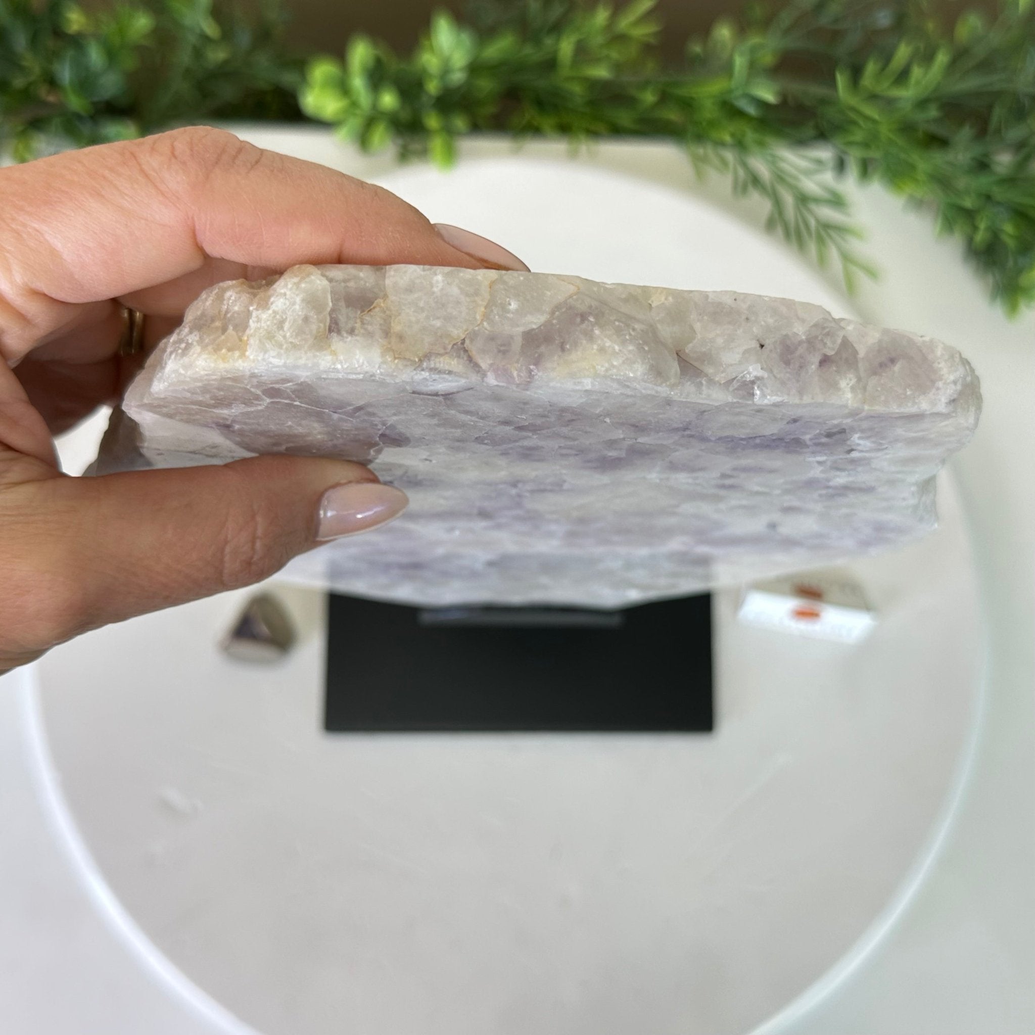 Chevron Amethyst Crystal Slice on a Stand, 4.9 lbs & 13.8" Tall #5621AC - 014 - Brazil GemsBrazil GemsChevron Amethyst Crystal Slice on a Stand, 4.9 lbs & 13.8" Tall #5621AC - 014Slices on Fixed Bases5621AC - 014