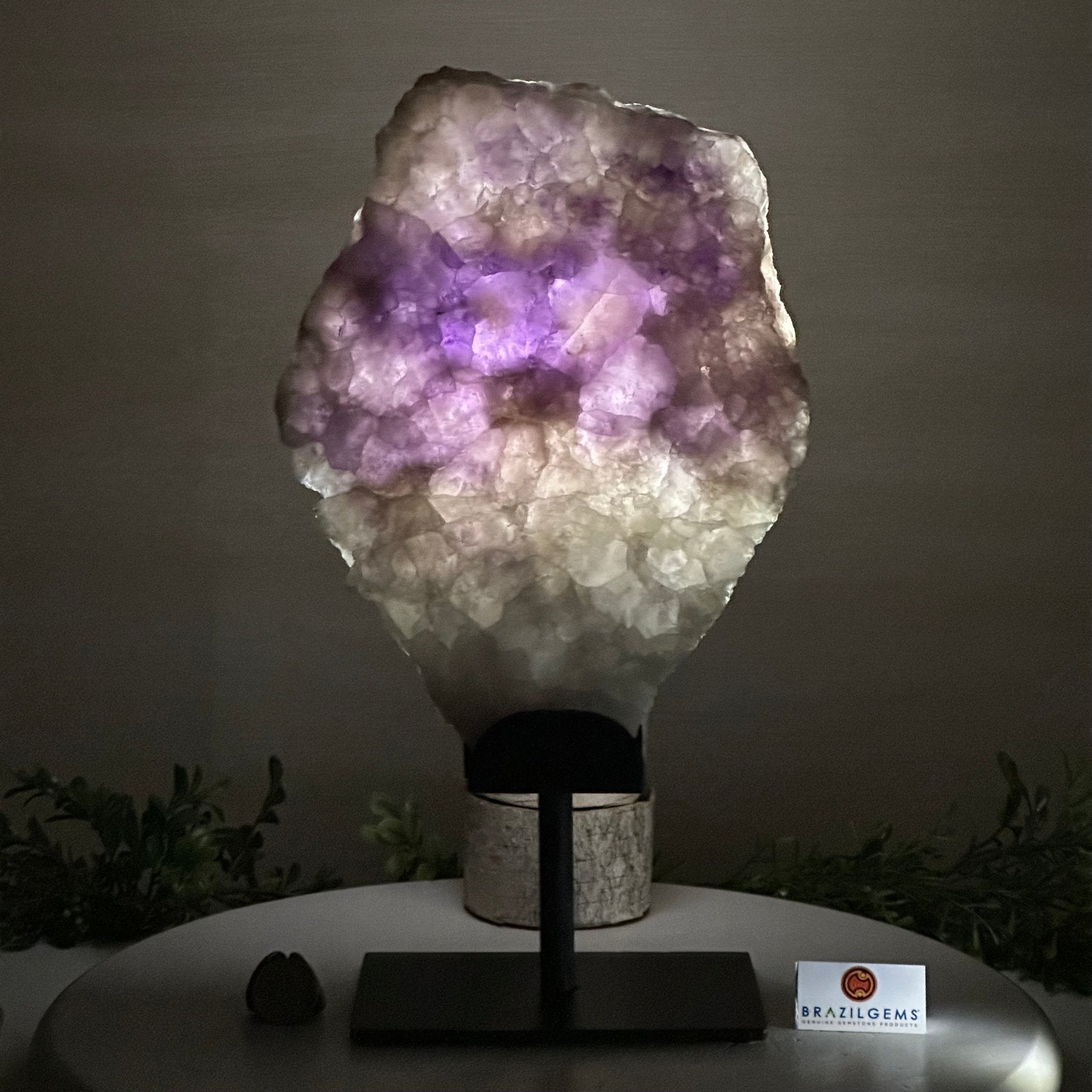 Chevron Amethyst Crystal Slice on a Stand, 4.9 lbs & 13.8" Tall #5621AC - 014 - Brazil GemsBrazil GemsChevron Amethyst Crystal Slice on a Stand, 4.9 lbs & 13.8" Tall #5621AC - 014Slices on Fixed Bases5621AC - 014