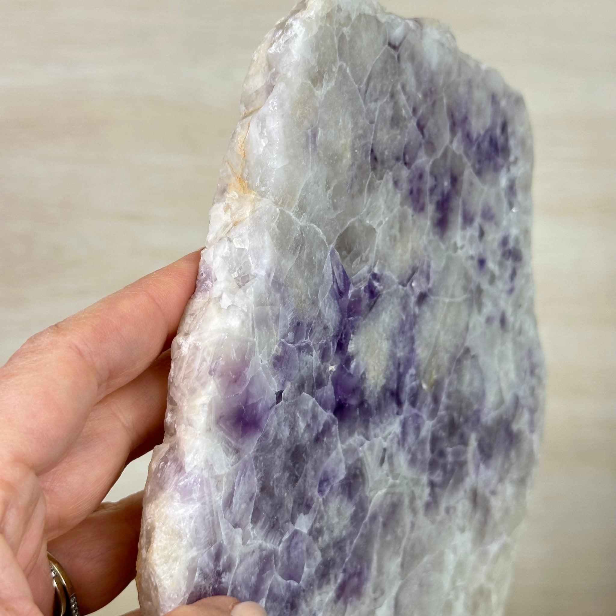 Chevron Amethyst Crystal Slice on a Stand, 4.9 lbs & 13.8" Tall #5621AC - 014 - Brazil GemsBrazil GemsChevron Amethyst Crystal Slice on a Stand, 4.9 lbs & 13.8" Tall #5621AC - 014Slices on Fixed Bases5621AC - 014