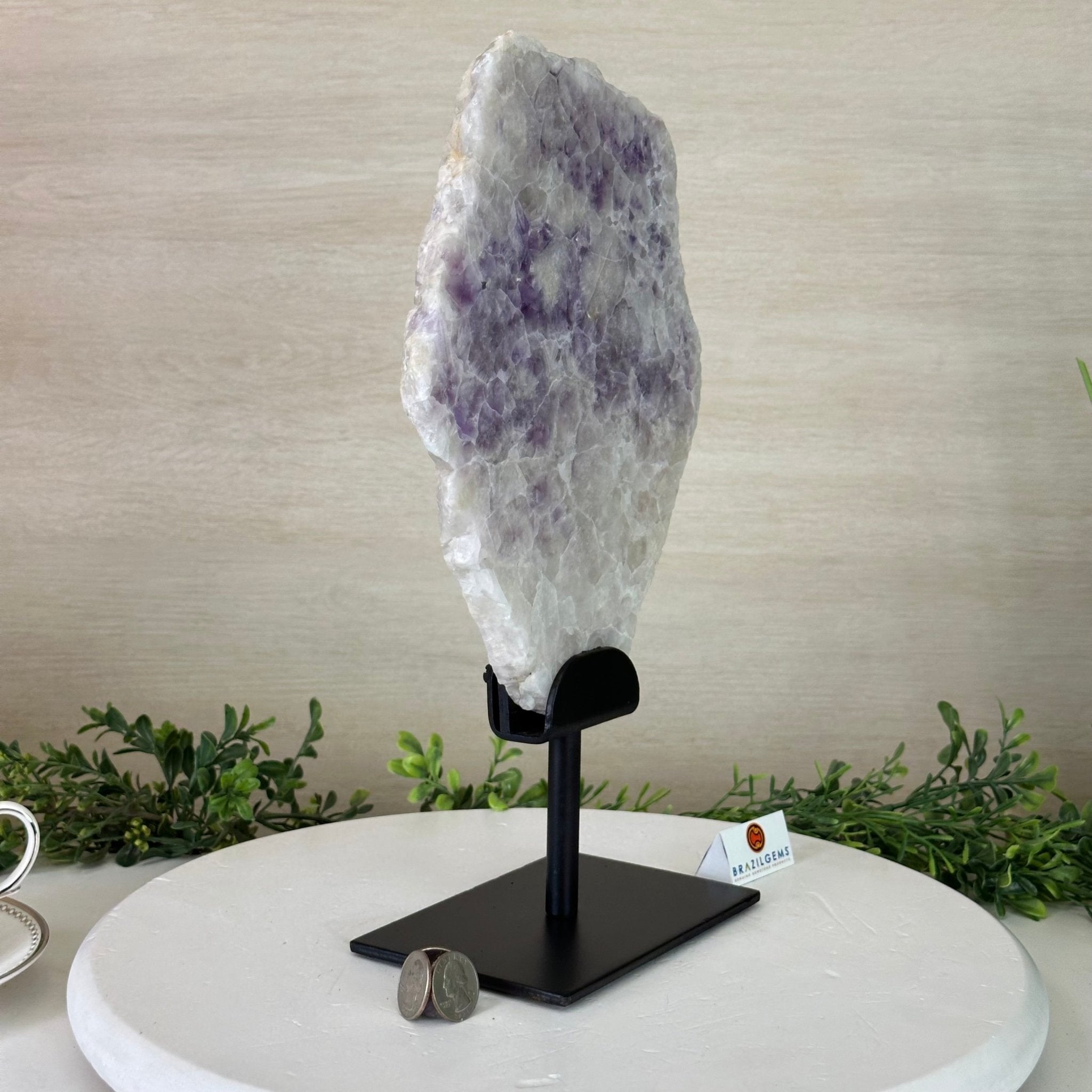 Chevron Amethyst Crystal Slice on a Stand, 4.9 lbs & 13.8" Tall #5621AC - 014 - Brazil GemsBrazil GemsChevron Amethyst Crystal Slice on a Stand, 4.9 lbs & 13.8" Tall #5621AC - 014Slices on Fixed Bases5621AC - 014