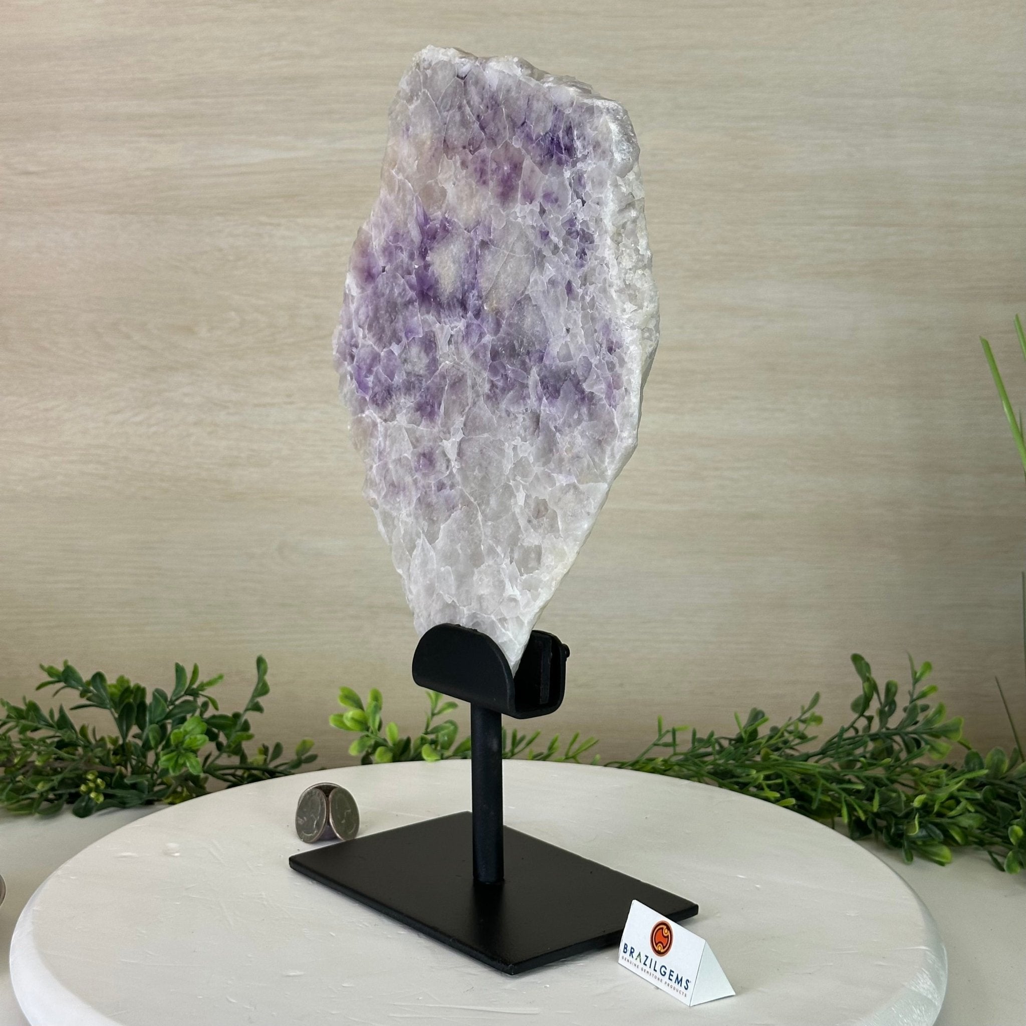 Chevron Amethyst Crystal Slice on a Stand, 4.9 lbs & 13.8" Tall #5621AC - 014 - Brazil GemsBrazil GemsChevron Amethyst Crystal Slice on a Stand, 4.9 lbs & 13.8" Tall #5621AC - 014Slices on Fixed Bases5621AC - 014