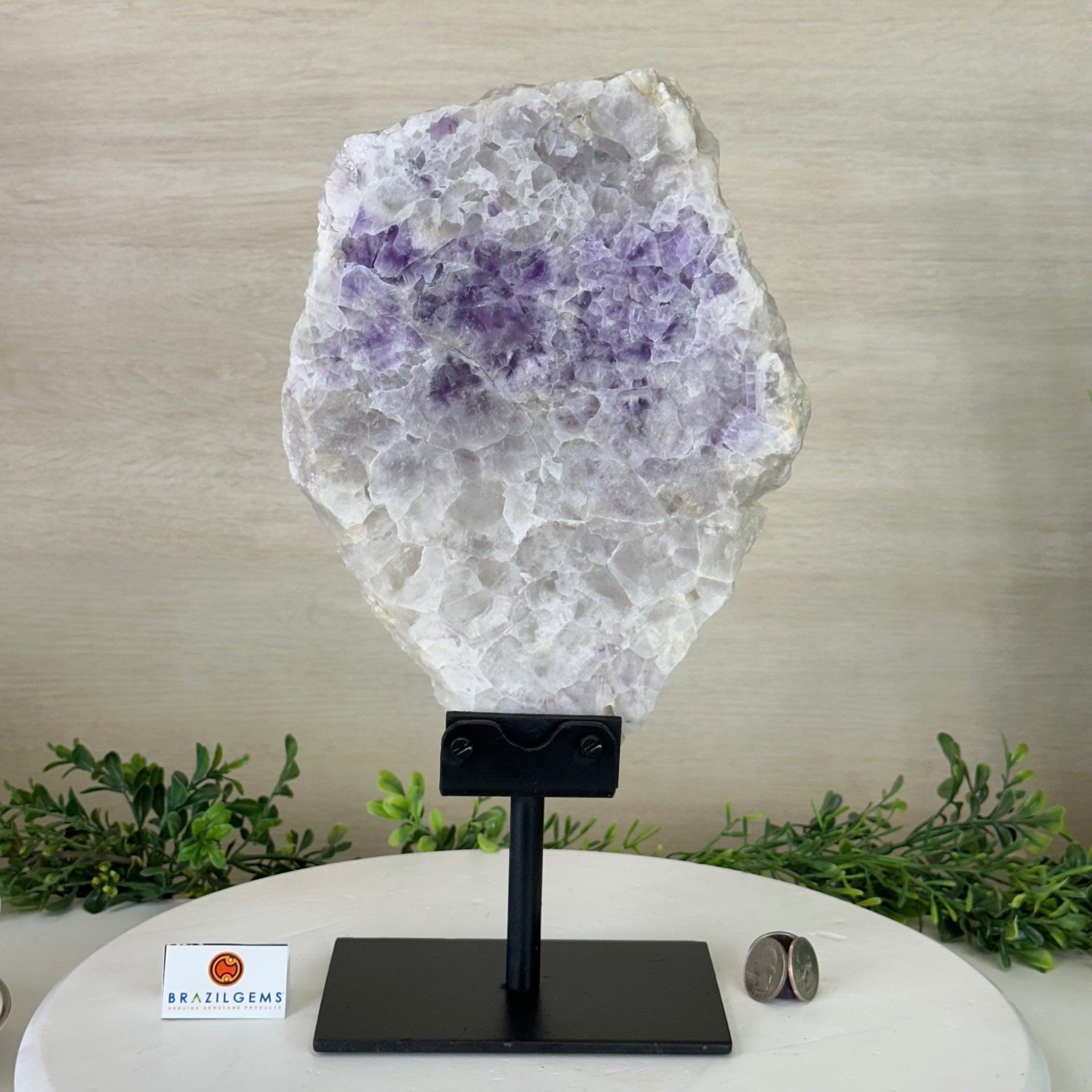 Chevron Amethyst Crystal Slice on a Stand, 4.9 lbs & 13.8" Tall #5621AC - 014 - Brazil GemsBrazil GemsChevron Amethyst Crystal Slice on a Stand, 4.9 lbs & 13.8" Tall #5621AC - 014Slices on Fixed Bases5621AC - 014