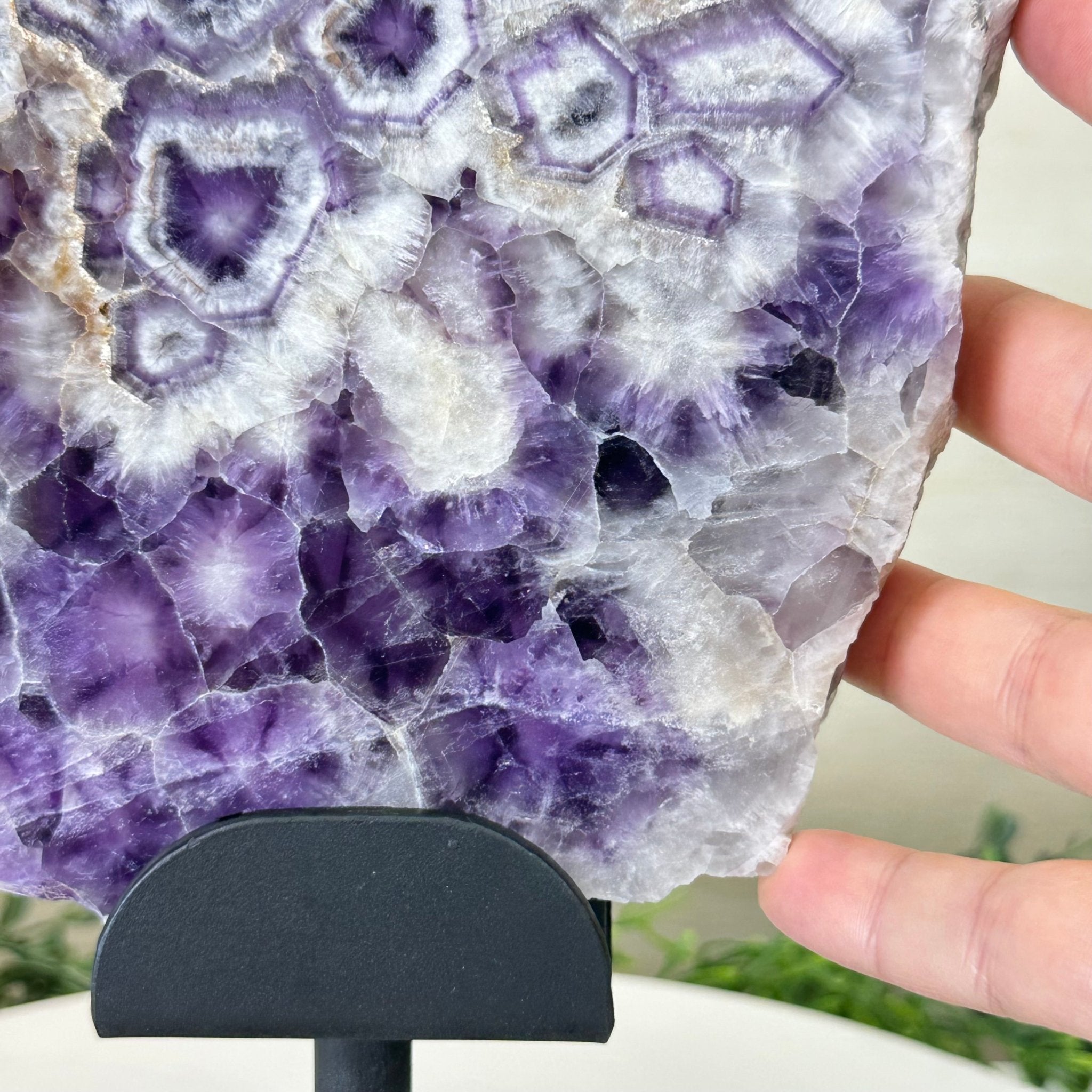 Chevron Amethyst Crystal Slice on a Stand, 5.1 lbs & 13.4" Tall #5621AC - 016 - Brazil GemsBrazil GemsChevron Amethyst Crystal Slice on a Stand, 5.1 lbs & 13.4" Tall #5621AC - 016Slices on Fixed Bases5621AC - 016