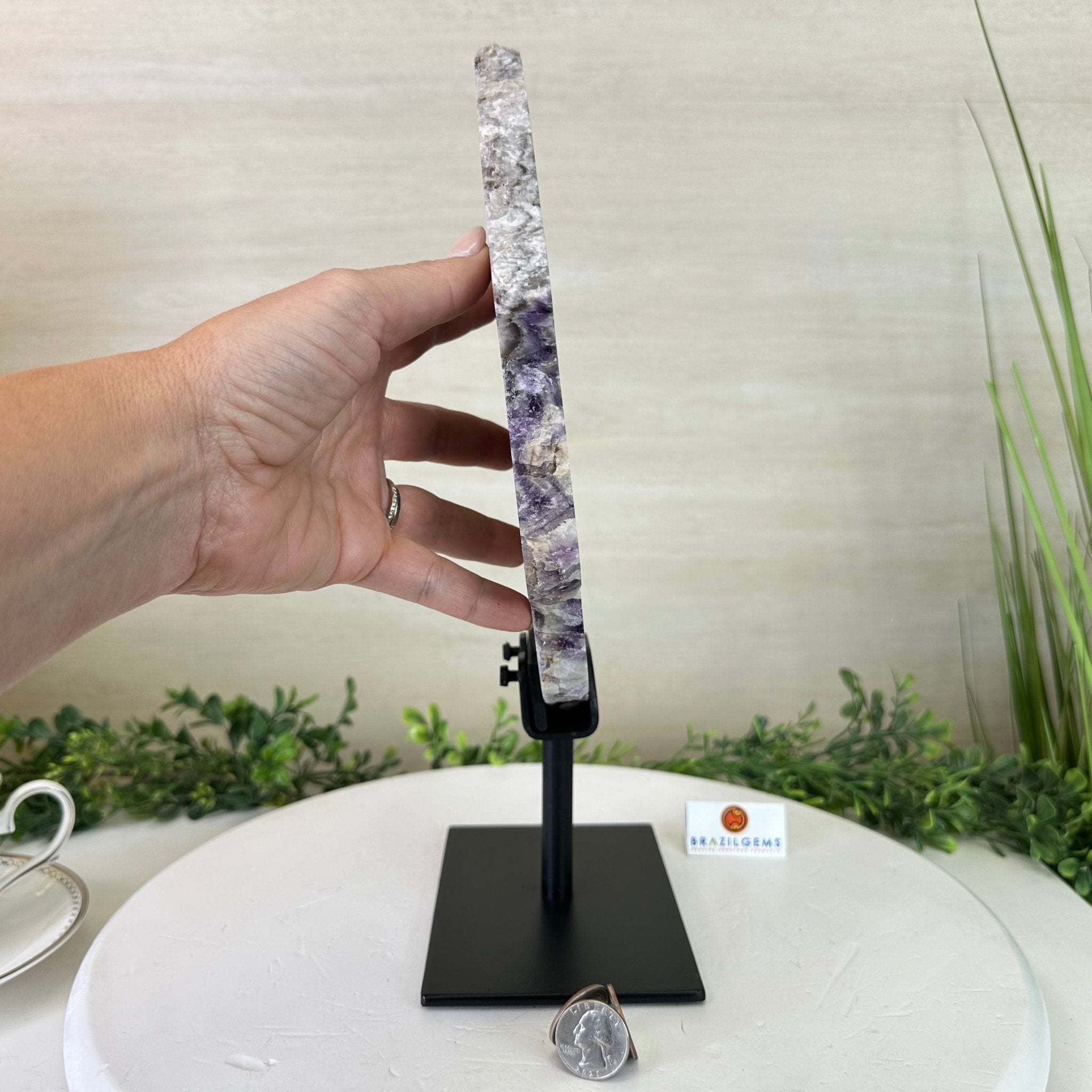 Chevron Amethyst Crystal Slice on a Stand, 5.1 lbs & 13.4" Tall #5621AC - 016 - Brazil GemsBrazil GemsChevron Amethyst Crystal Slice on a Stand, 5.1 lbs & 13.4" Tall #5621AC - 016Slices on Fixed Bases5621AC - 016