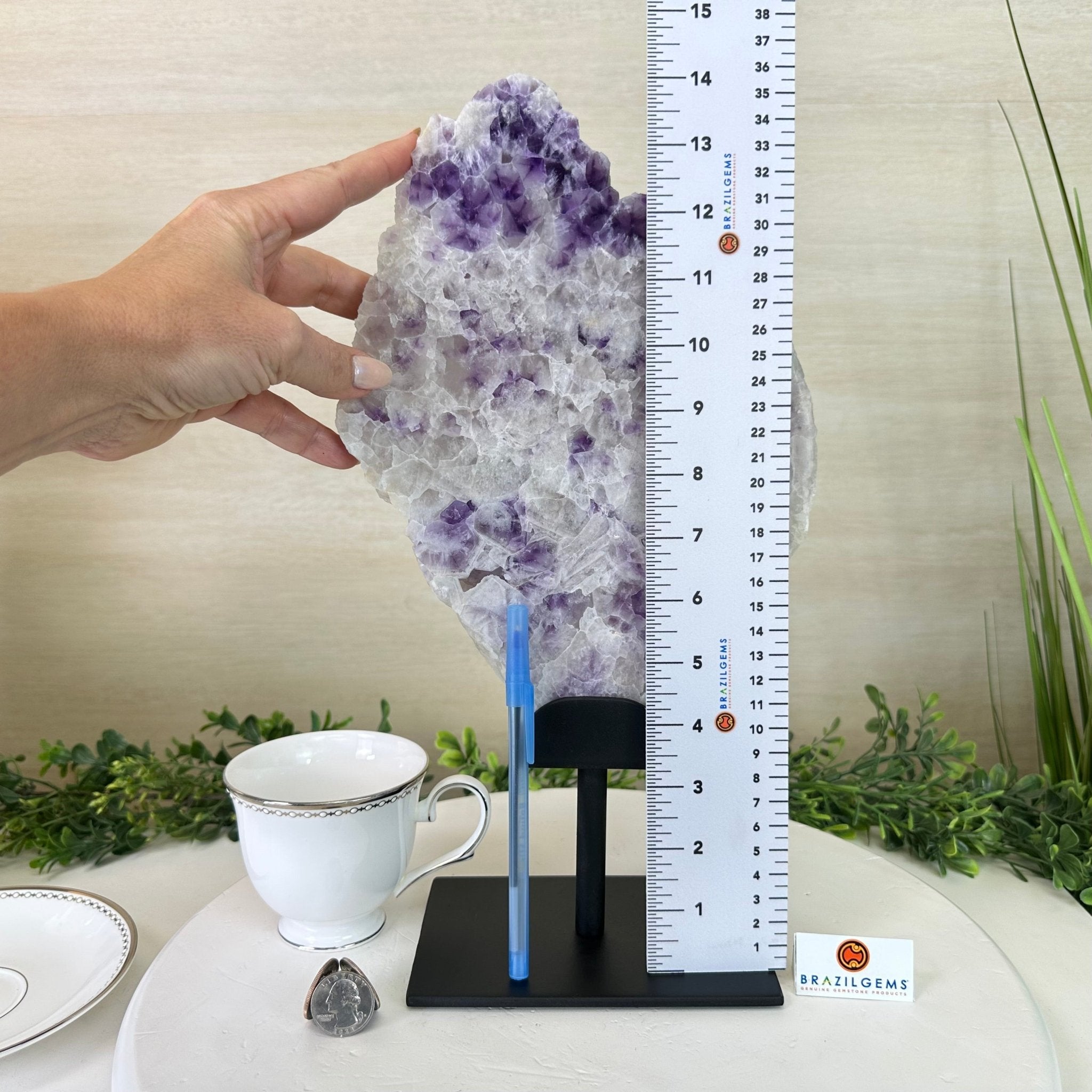 Chevron Amethyst Crystal Slice on a Stand, 5.3 lbs & 14.4" Tall #5621AC - 018 - Brazil GemsBrazil GemsChevron Amethyst Crystal Slice on a Stand, 5.3 lbs & 14.4" Tall #5621AC - 018Slices on Fixed Bases5621AC - 018