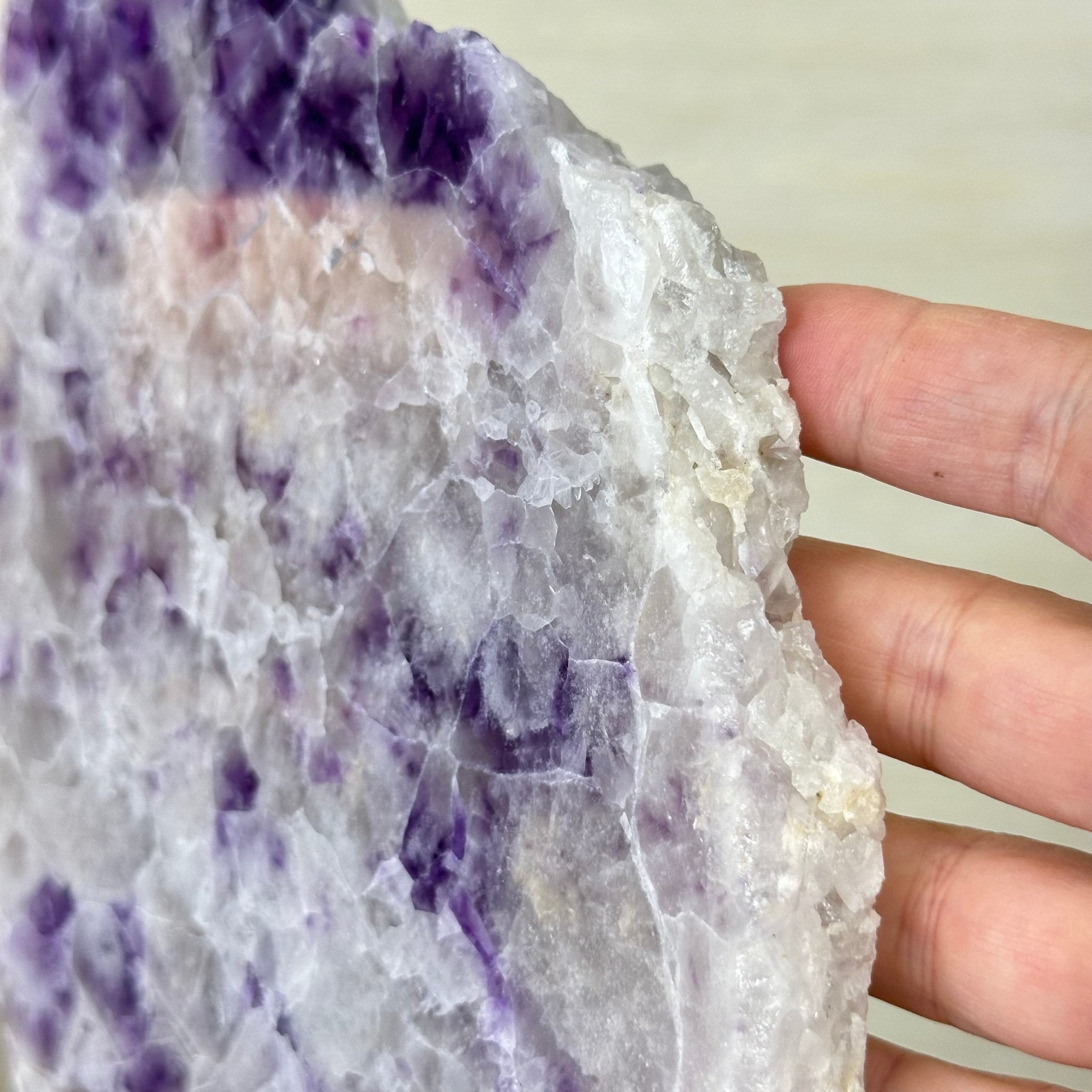 Chevron Amethyst Crystal Slice on a Stand, 5.3 lbs & 14.4" Tall #5621AC - 018 - Brazil GemsBrazil GemsChevron Amethyst Crystal Slice on a Stand, 5.3 lbs & 14.4" Tall #5621AC - 018Slices on Fixed Bases5621AC - 018