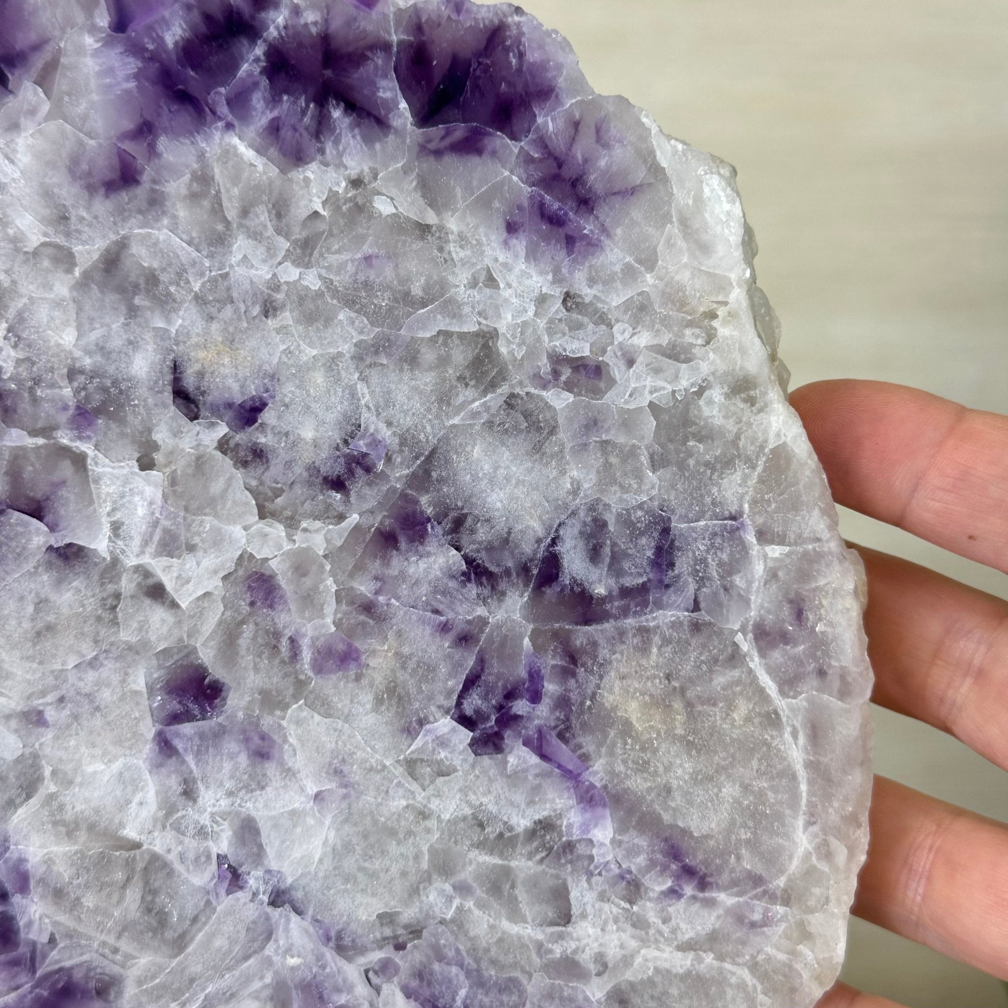 Chevron Amethyst Crystal Slice on a Stand, 5.3 lbs & 14.4" Tall #5621AC - 018 - Brazil GemsBrazil GemsChevron Amethyst Crystal Slice on a Stand, 5.3 lbs & 14.4" Tall #5621AC - 018Slices on Fixed Bases5621AC - 018