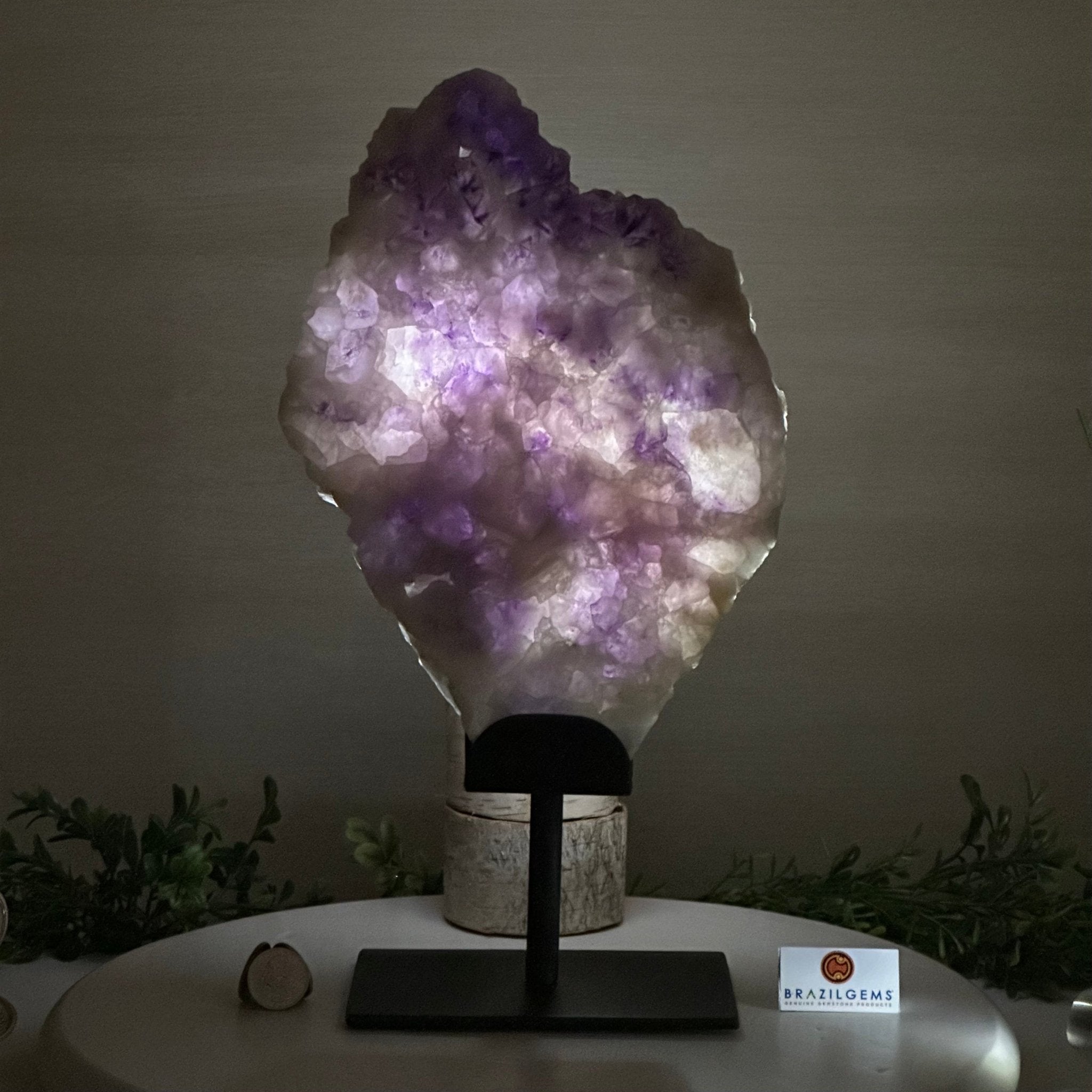 Chevron Amethyst Crystal Slice on a Stand, 5.3 lbs & 14.4" Tall #5621AC - 018 - Brazil GemsBrazil GemsChevron Amethyst Crystal Slice on a Stand, 5.3 lbs & 14.4" Tall #5621AC - 018Slices on Fixed Bases5621AC - 018