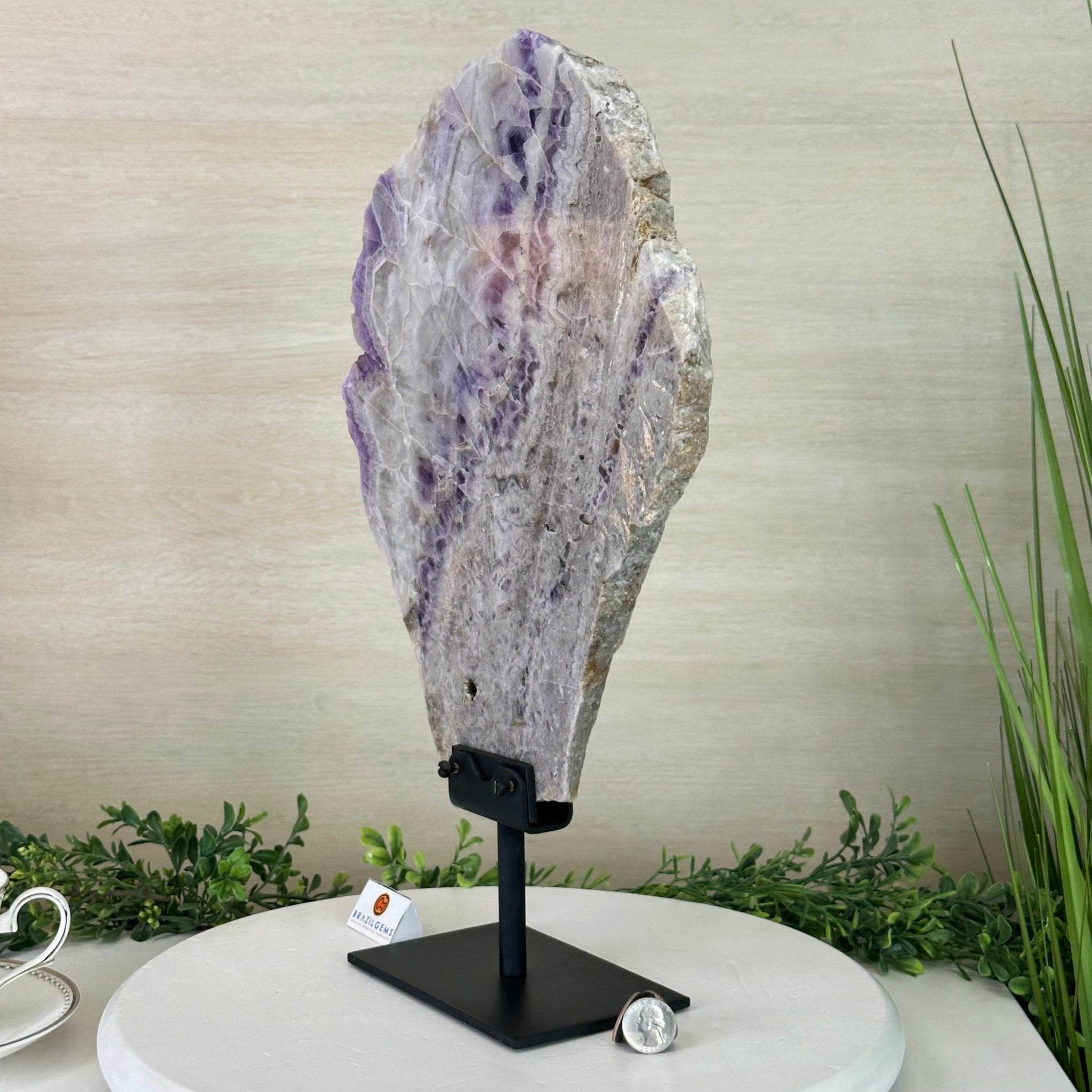 Chevron Amethyst Crystal Slice on a Stand, 9 lbs & 17.5" Tall #5621AC - 019 - Brazil GemsBrazil GemsChevron Amethyst Crystal Slice on a Stand, 9 lbs & 17.5" Tall #5621AC - 019Slices on Fixed Bases5621AC - 019