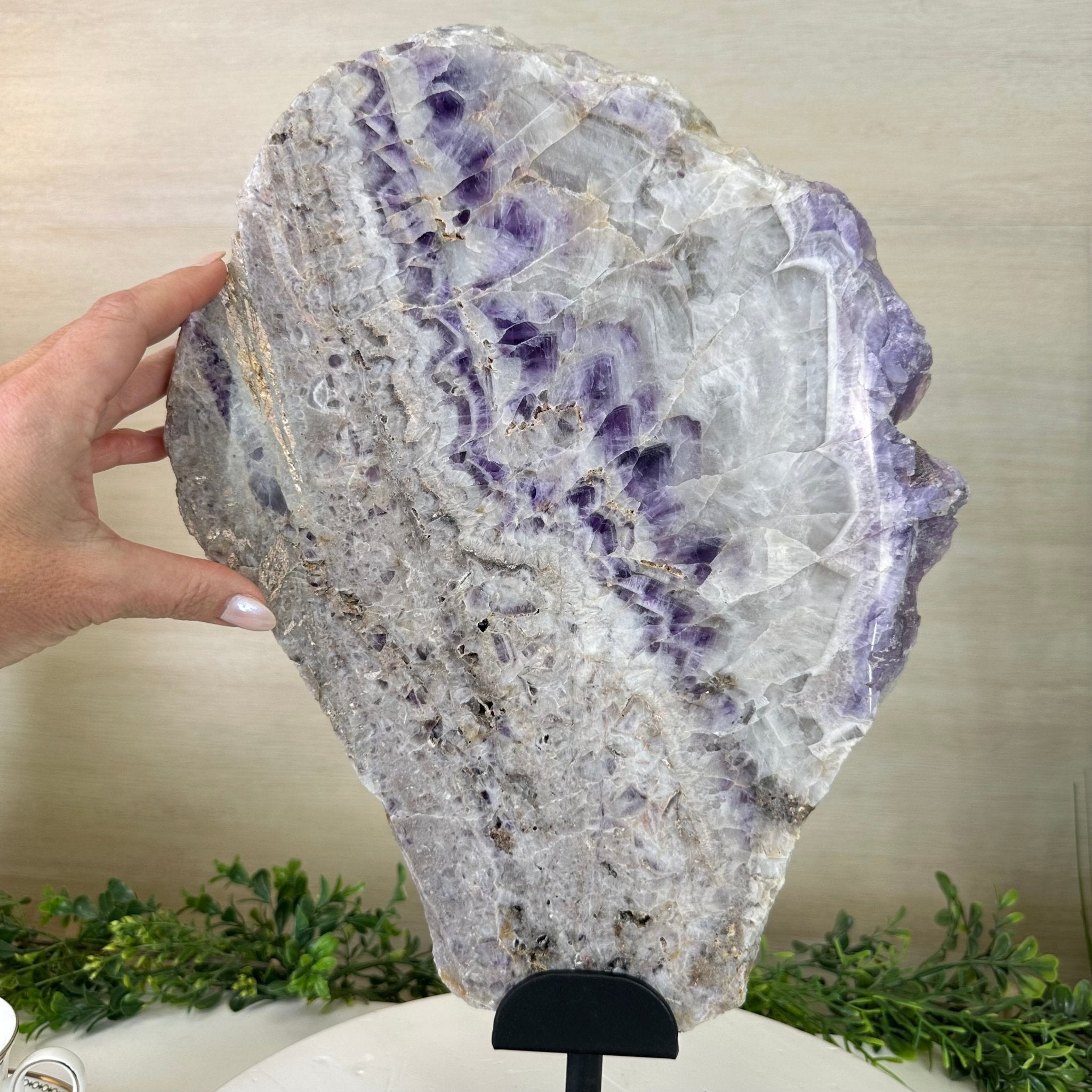 Chevron Amethyst Crystal Slice on a Stand, 9 lbs & 17.5" Tall #5621AC - 019 - Brazil GemsBrazil GemsChevron Amethyst Crystal Slice on a Stand, 9 lbs & 17.5" Tall #5621AC - 019Slices on Fixed Bases5621AC - 019