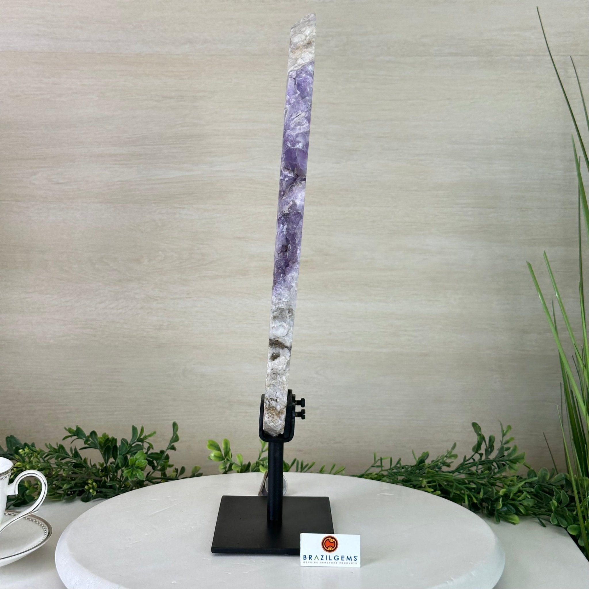 Chevron Amethyst Crystal Slice on a Stand, 9 lbs & 17.5" Tall #5621AC - 019 - Brazil GemsBrazil GemsChevron Amethyst Crystal Slice on a Stand, 9 lbs & 17.5" Tall #5621AC - 019Slices on Fixed Bases5621AC - 019