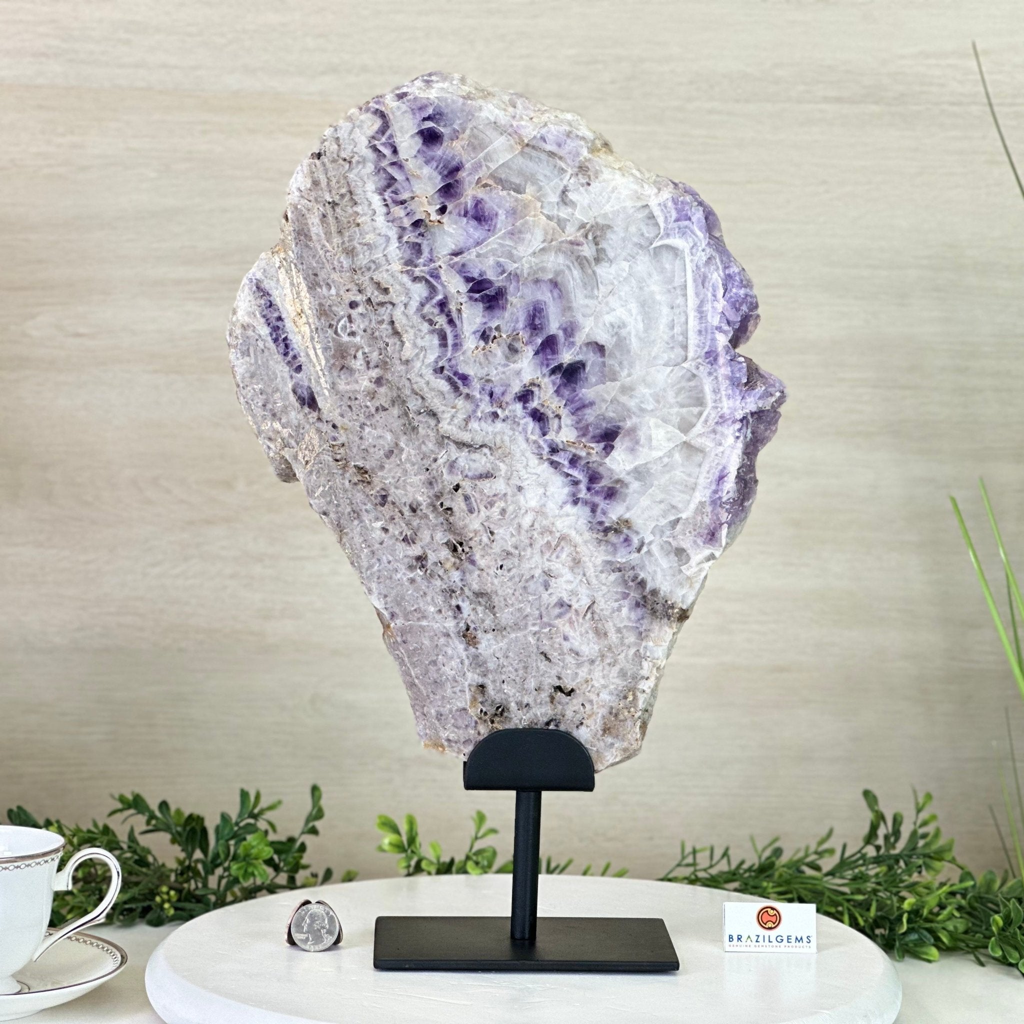 Chevron Amethyst Crystal Slice on a Stand, 9 lbs & 17.5" Tall #5621AC - 019 - Brazil GemsBrazil GemsChevron Amethyst Crystal Slice on a Stand, 9 lbs & 17.5" Tall #5621AC - 019Slices on Fixed Bases5621AC - 019