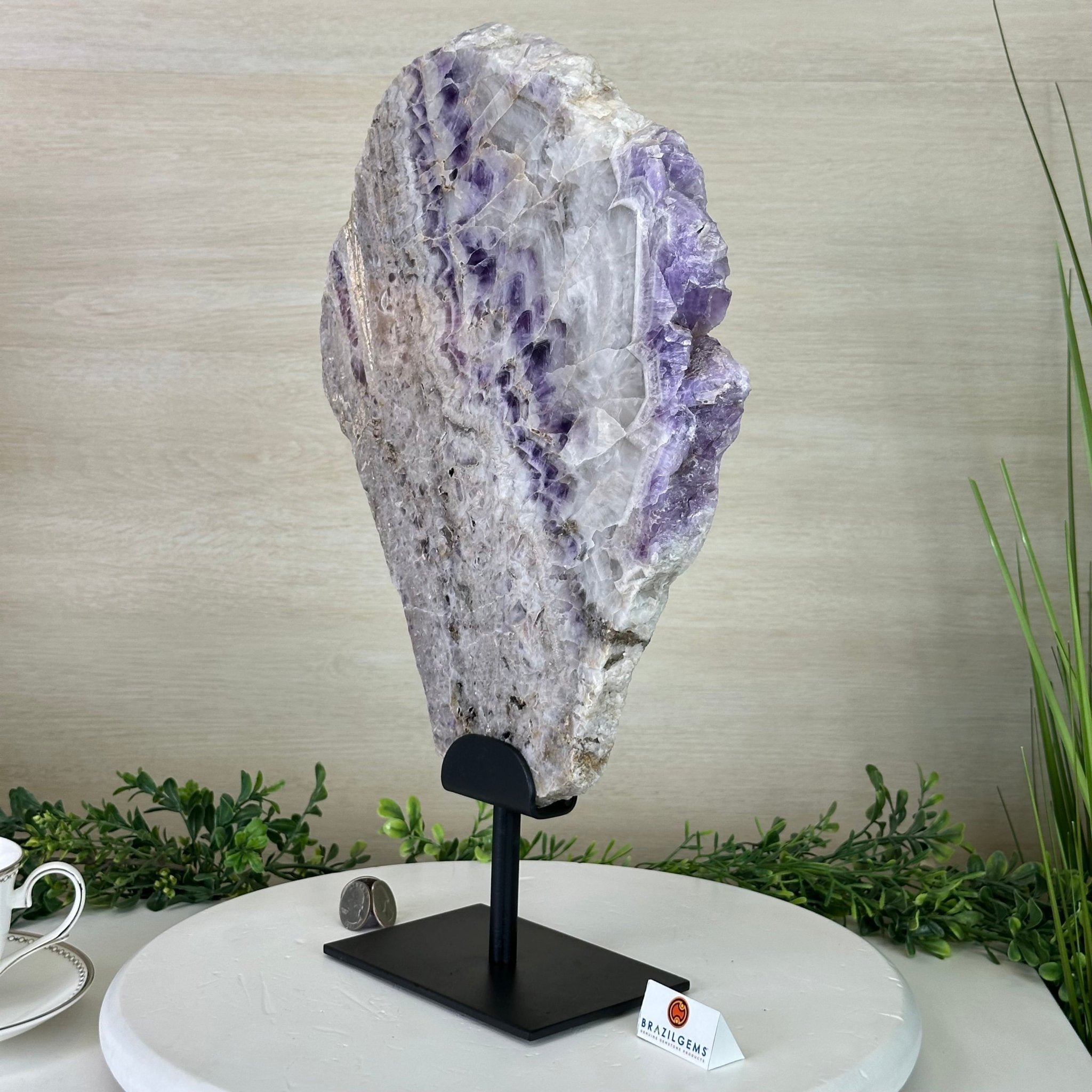 Chevron Amethyst Crystal Slice on a Stand, 9 lbs & 17.5" Tall #5621AC - 019 - Brazil GemsBrazil GemsChevron Amethyst Crystal Slice on a Stand, 9 lbs & 17.5" Tall #5621AC - 019Slices on Fixed Bases5621AC - 019