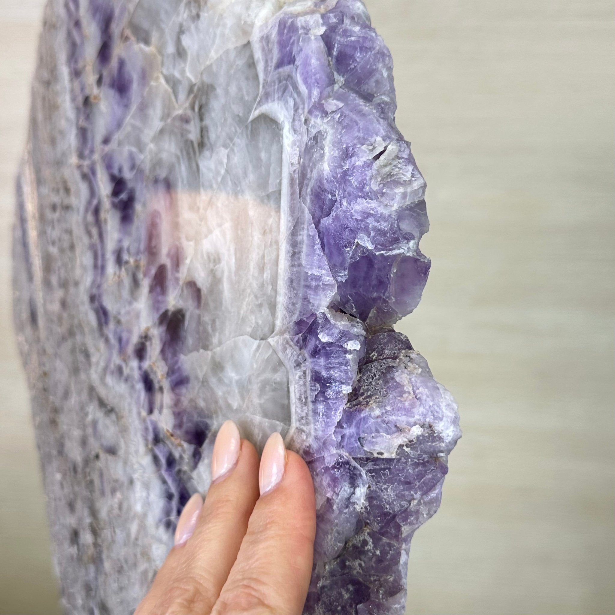 Chevron Amethyst Crystal Slice on a Stand, 9 lbs & 17.5" Tall #5621AC - 019 - Brazil GemsBrazil GemsChevron Amethyst Crystal Slice on a Stand, 9 lbs & 17.5" Tall #5621AC - 019Slices on Fixed Bases5621AC - 019