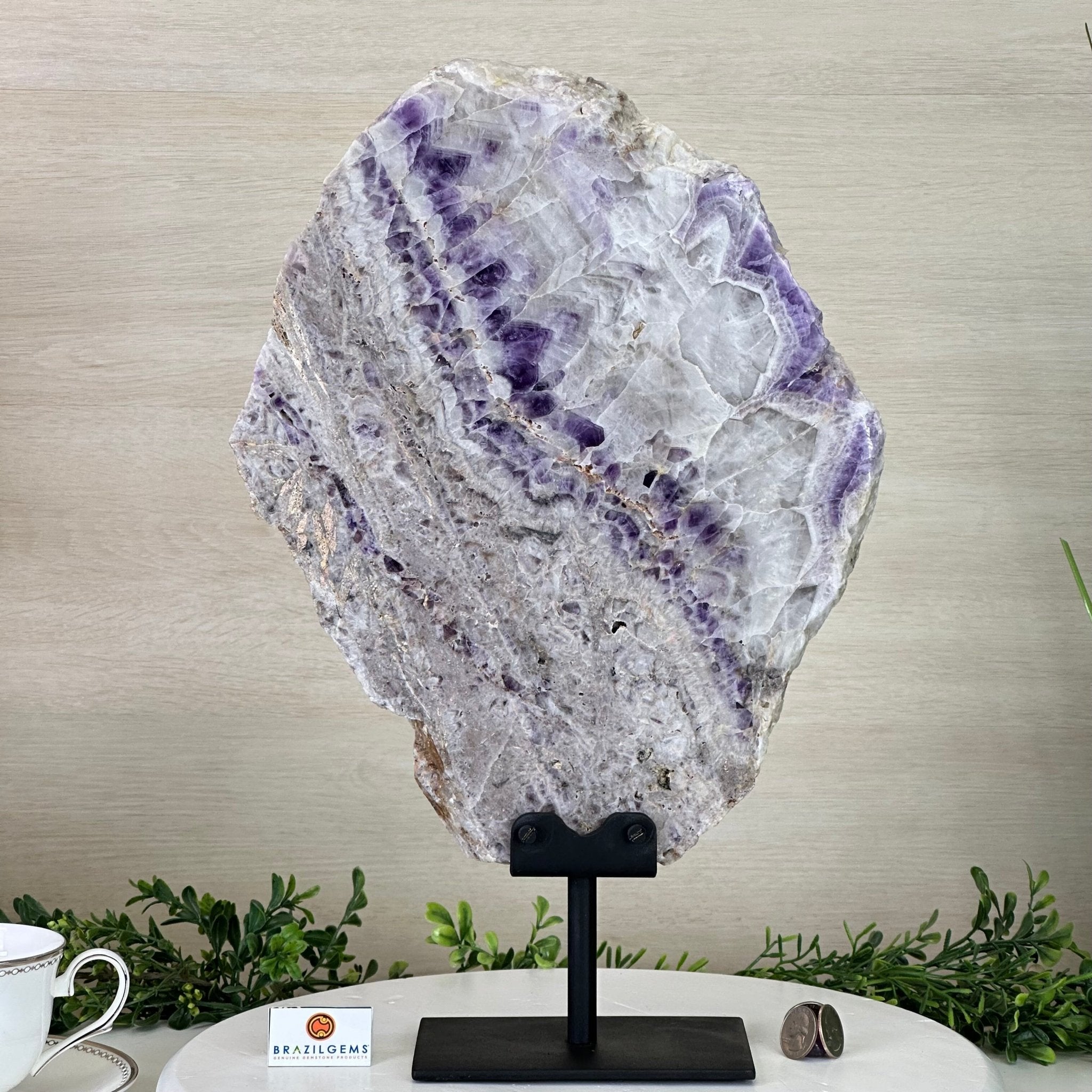 Chevron Amethyst Crystal Slice on a Stand, 9.8 lbs & 17.7" Tall #5621AC - 020 - Brazil GemsBrazil GemsChevron Amethyst Crystal Slice on a Stand, 9.8 lbs & 17.7" Tall #5621AC - 020Slices on Fixed Bases5621AC - 020