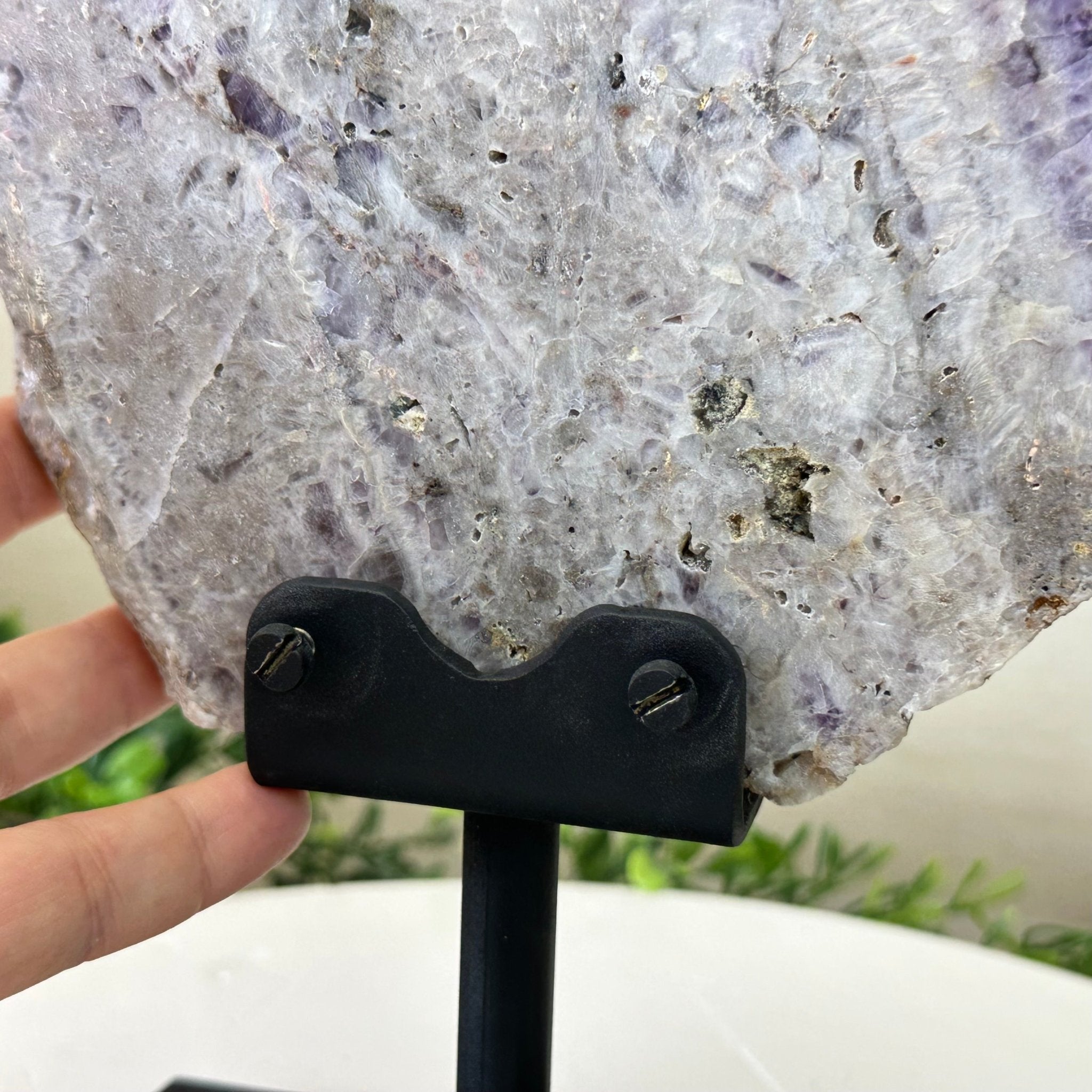 Chevron Amethyst Crystal Slice on a Stand, 9.8 lbs & 17.7" Tall #5621AC - 020 - Brazil GemsBrazil GemsChevron Amethyst Crystal Slice on a Stand, 9.8 lbs & 17.7" Tall #5621AC - 020Slices on Fixed Bases5621AC - 020