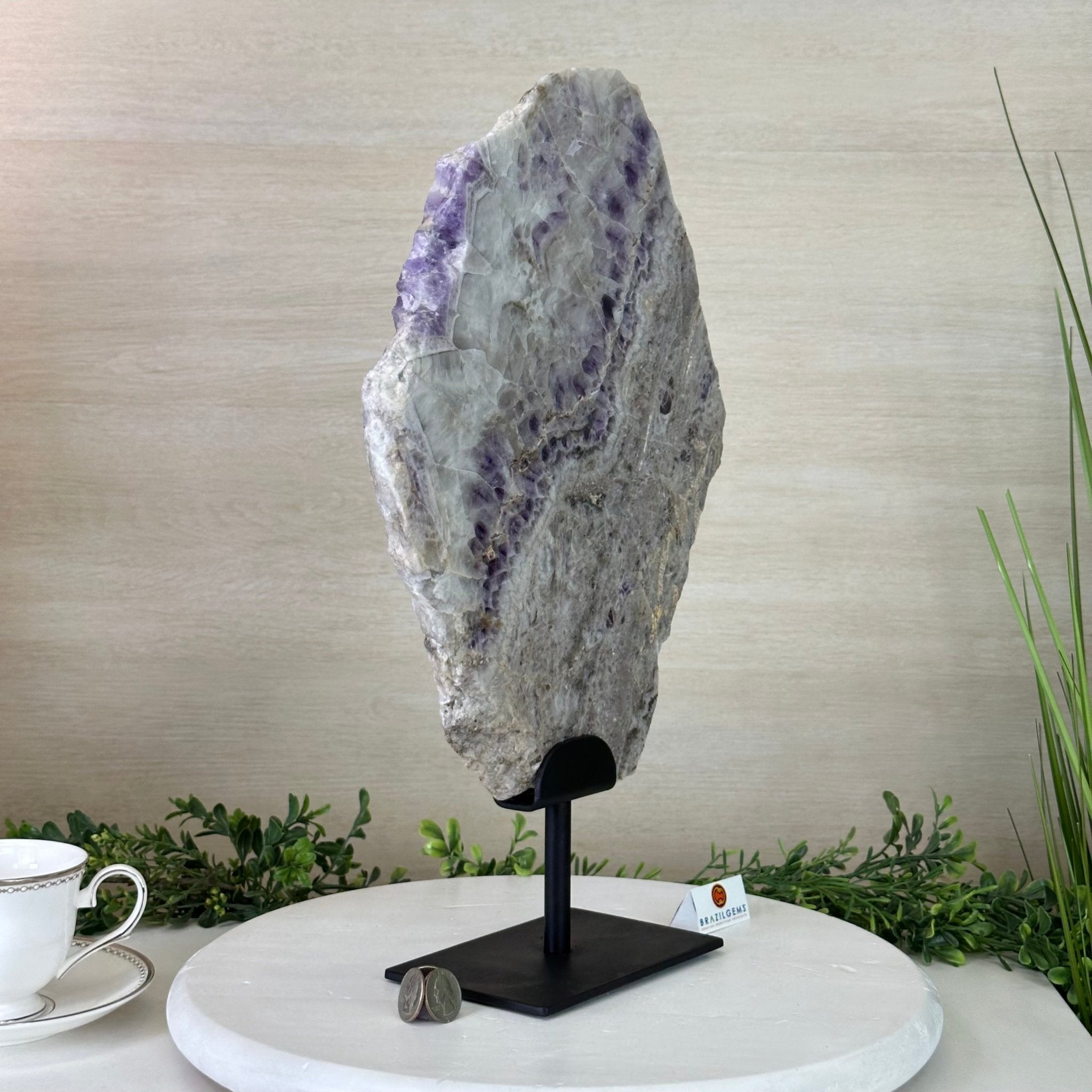 Chevron Amethyst Crystal Slice on a Stand, 9.8 lbs & 17.7" Tall #5621AC - 020 - Brazil GemsBrazil GemsChevron Amethyst Crystal Slice on a Stand, 9.8 lbs & 17.7" Tall #5621AC - 020Slices on Fixed Bases5621AC - 020