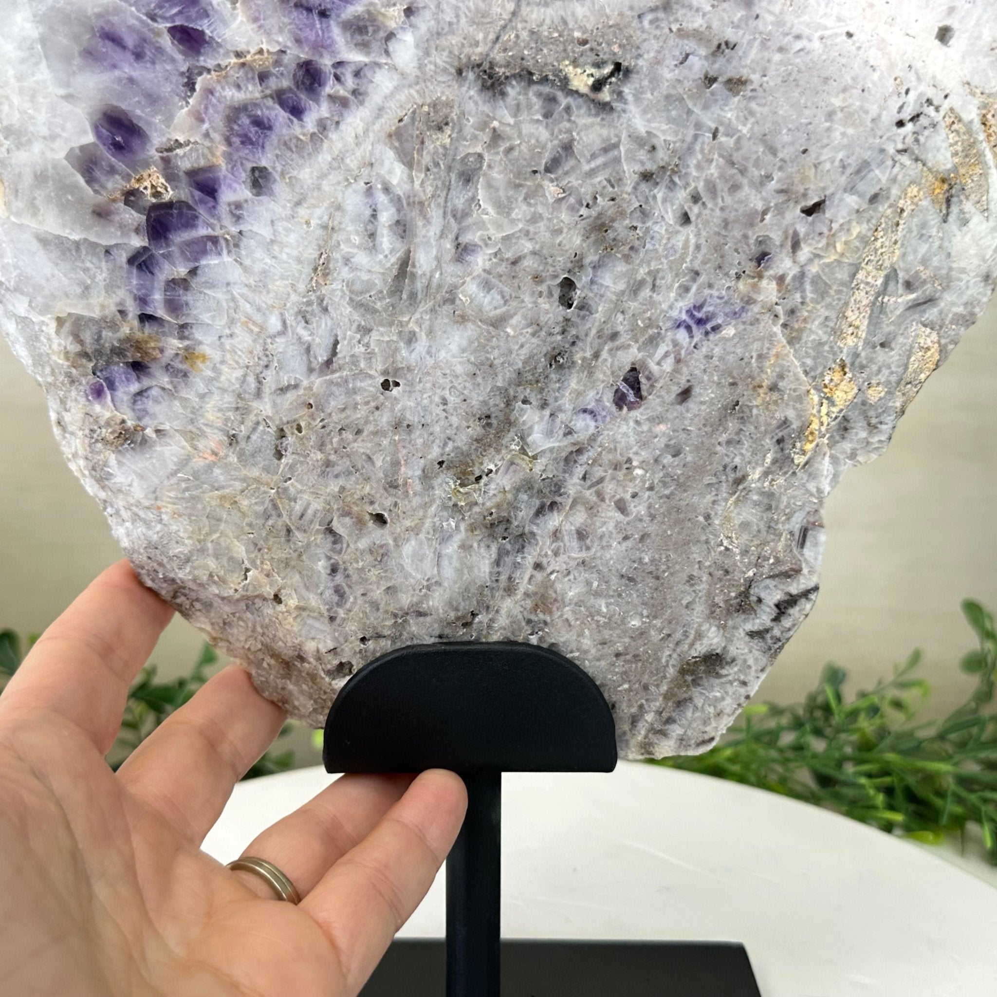 Chevron Amethyst Crystal Slice on a Stand, 9.8 lbs & 17.7" Tall #5621AC - 020 - Brazil GemsBrazil GemsChevron Amethyst Crystal Slice on a Stand, 9.8 lbs & 17.7" Tall #5621AC - 020Slices on Fixed Bases5621AC - 020