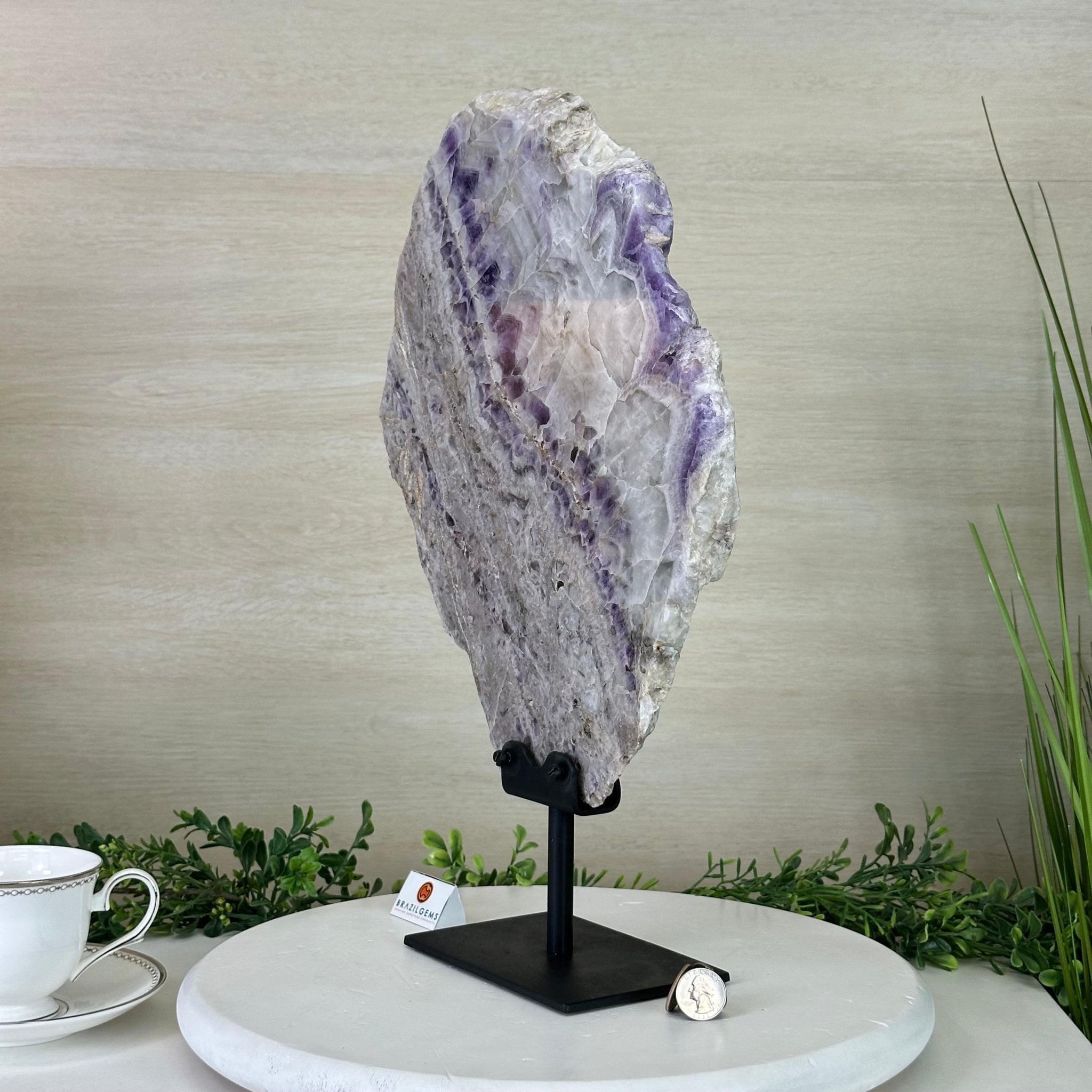 Chevron Amethyst Crystal Slice on a Stand, 9.8 lbs & 17.7" Tall #5621AC - 020 - Brazil GemsBrazil GemsChevron Amethyst Crystal Slice on a Stand, 9.8 lbs & 17.7" Tall #5621AC - 020Slices on Fixed Bases5621AC - 020