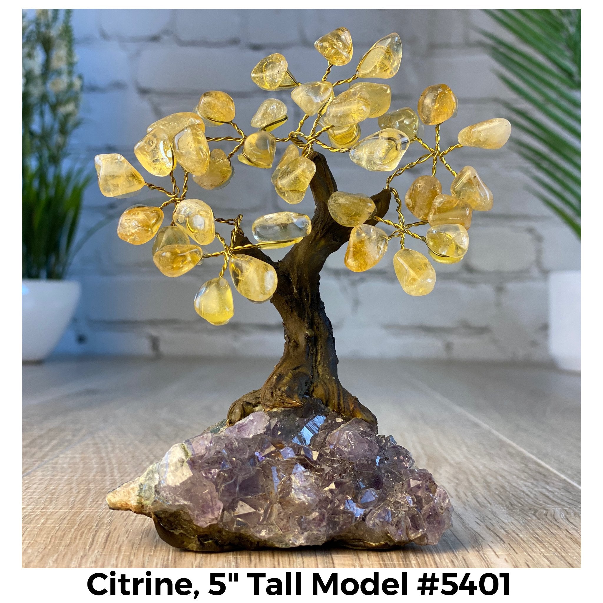 Citrine 5" Tall Handmade Gemstone Tree on a Crystal base, 35 Gems #5401CITR - Brazil GemsBrazil GemsCitrine 5" Tall Handmade Gemstone Tree on a Crystal base, 35 Gems #5401CITRGemstone Trees5401CITR