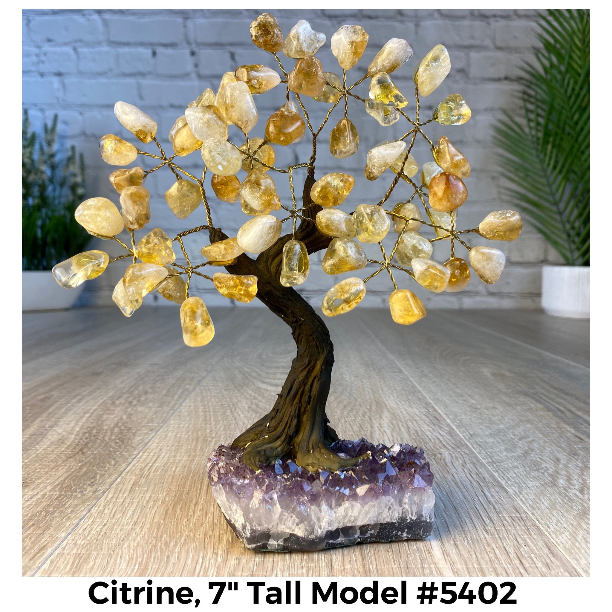 Citrine 7" Tall Handmade Gemstone Tree on a Crystal base, 60 Gems #5402CITR - Brazil GemsBrazil GemsCitrine 7" Tall Handmade Gemstone Tree on a Crystal base, 60 Gems #5402CITRGemstone Trees5402CITR