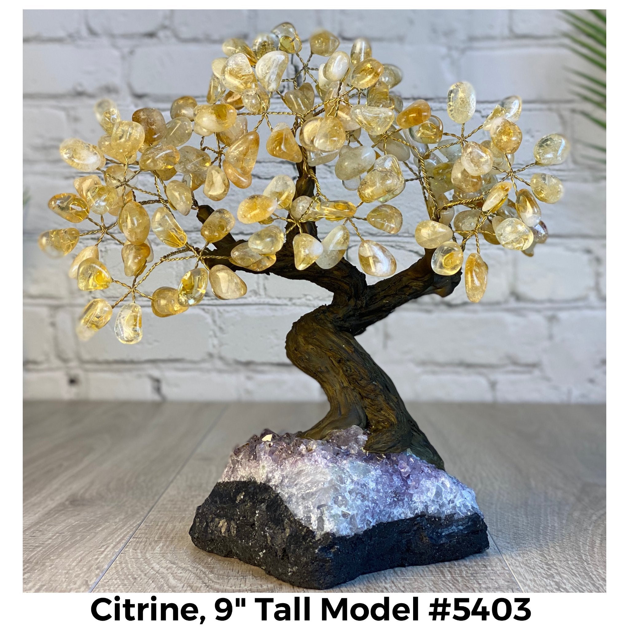 Citrine 9" Tall Handmade Gemstone Tree on a Crystal base, 120 Gems #5403CITR - Brazil GemsBrazil GemsCitrine 9" Tall Handmade Gemstone Tree on a Crystal base, 120 Gems #5403CITRGemstone Trees5403CITR