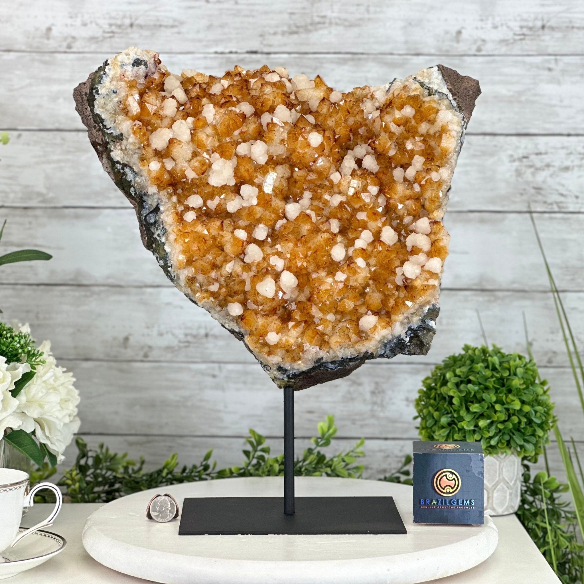 Citrine Crystal Cluster by Brazil Gems®, Metal Stand, 27.5 lbs & 17" Tall #5496-0055 - Brazil GemsBrazil GemsCitrine Crystal Cluster by Brazil Gems®, Metal Stand, 27.5 lbs & 17" Tall #5496-0055Clusters on Fixed Bases5496-0055