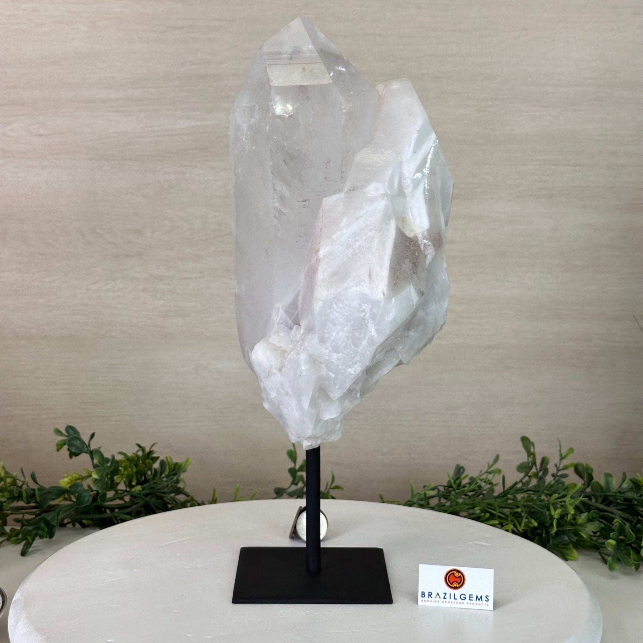 Clear Quartz Crystal Point on a Metal Stand, 11.9 lbs & 14.4" Tall #3122CQ - 029 - Brazil GemsBrazil GemsClear Quartz Crystal Point on a Metal Stand, 11.9 lbs & 14.4" Tall #3122CQ - 029Crystal Points3122CQ - 029