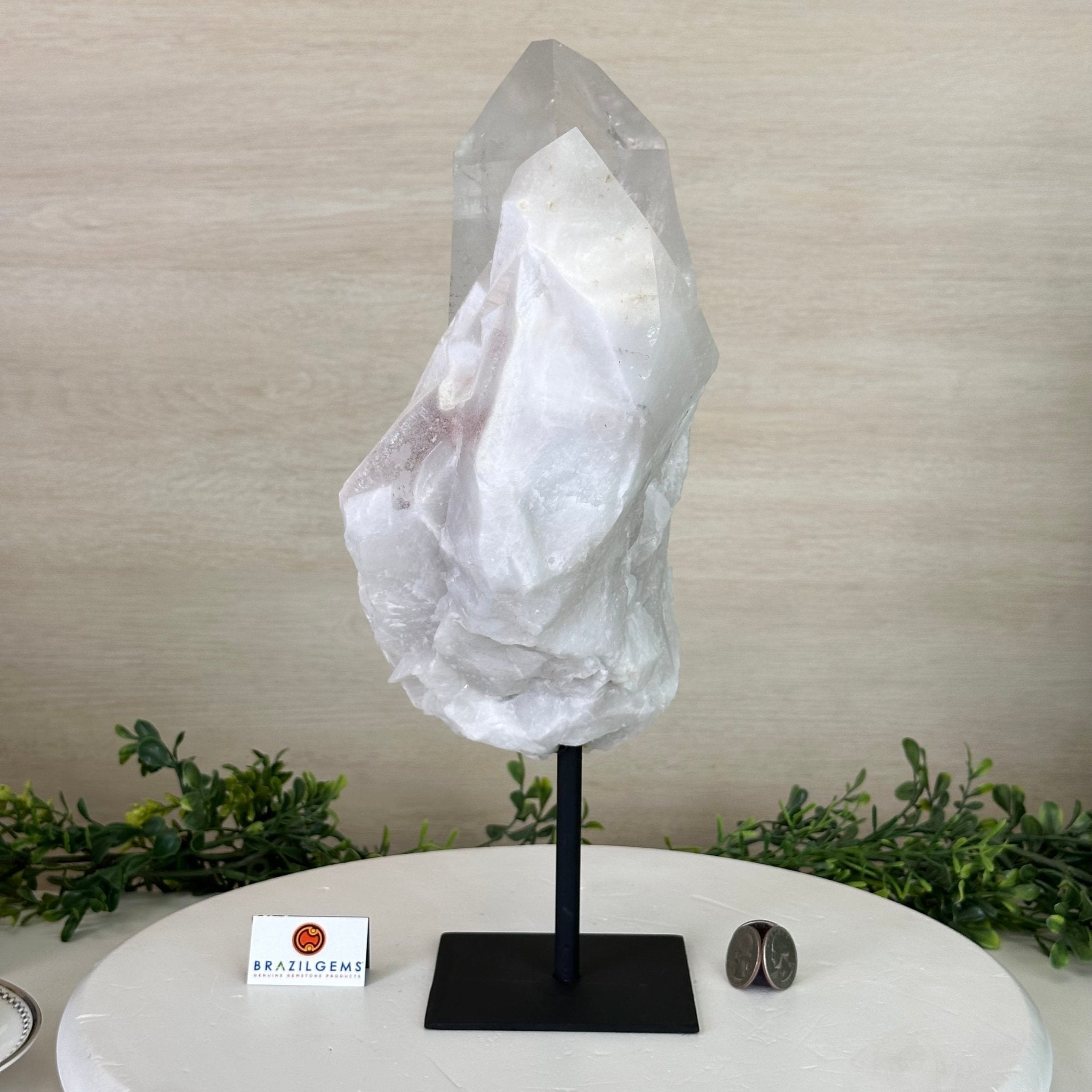 Clear Quartz Crystal Point on a Metal Stand, 11.9 lbs & 14.4" Tall #3122CQ - 029 - Brazil GemsBrazil GemsClear Quartz Crystal Point on a Metal Stand, 11.9 lbs & 14.4" Tall #3122CQ - 029Crystal Points3122CQ - 029