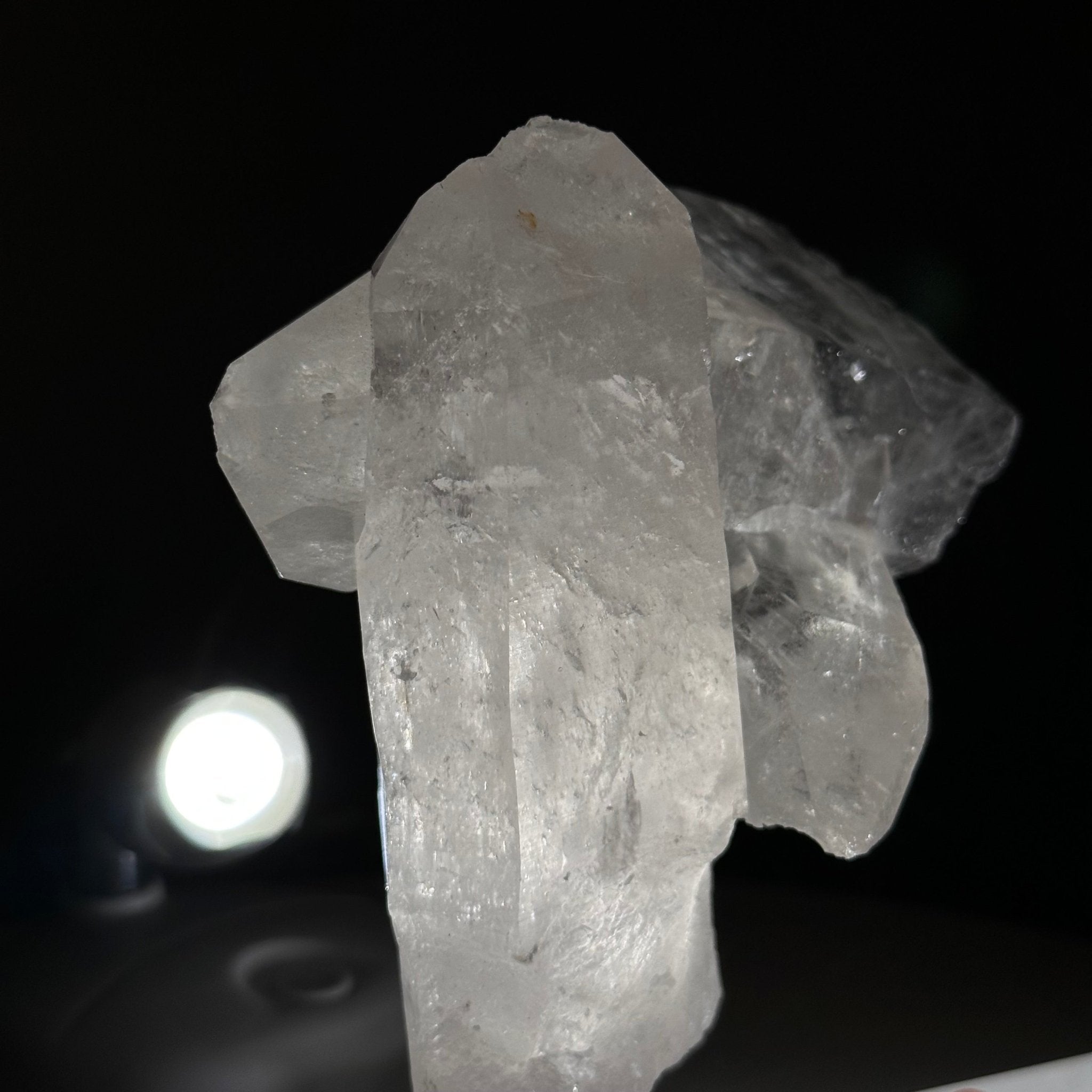 Clear Quartz Crystal Point on a Metal Stand, 1.4 lbs & 6" Tall #3122CQ - 013 - Brazil GemsBrazil GemsClear Quartz Crystal Point on a Metal Stand, 1.4 lbs & 6" Tall #3122CQ - 013Crystal Points3122CQ - 013