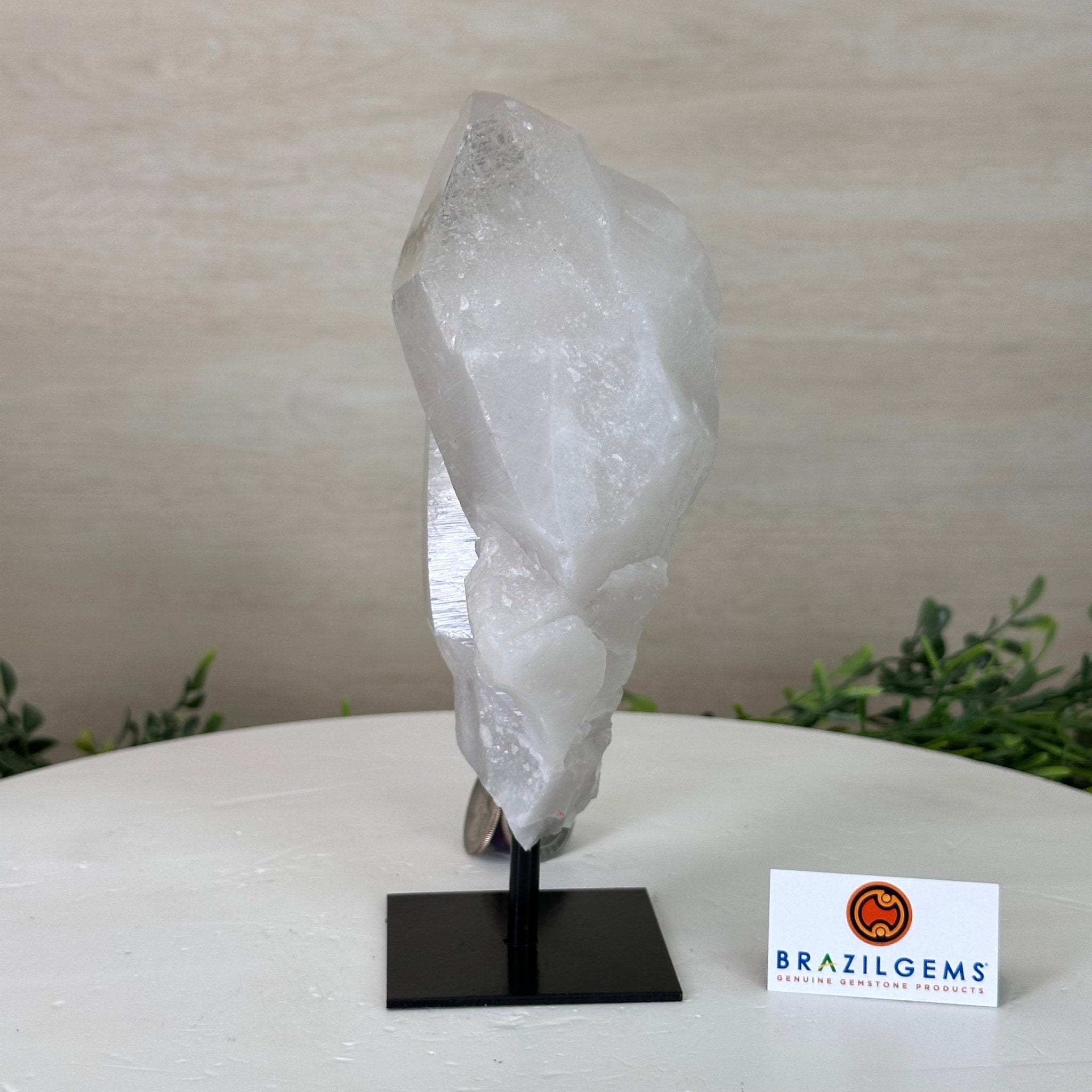 Clear Quartz Crystal Point on a Metal Stand, 1.8 lbs & 7.2" Tall #3122CQ - 022 - Brazil GemsBrazil GemsClear Quartz Crystal Point on a Metal Stand, 1.8 lbs & 7.2" Tall #3122CQ - 022Crystal Points3122CQ - 022