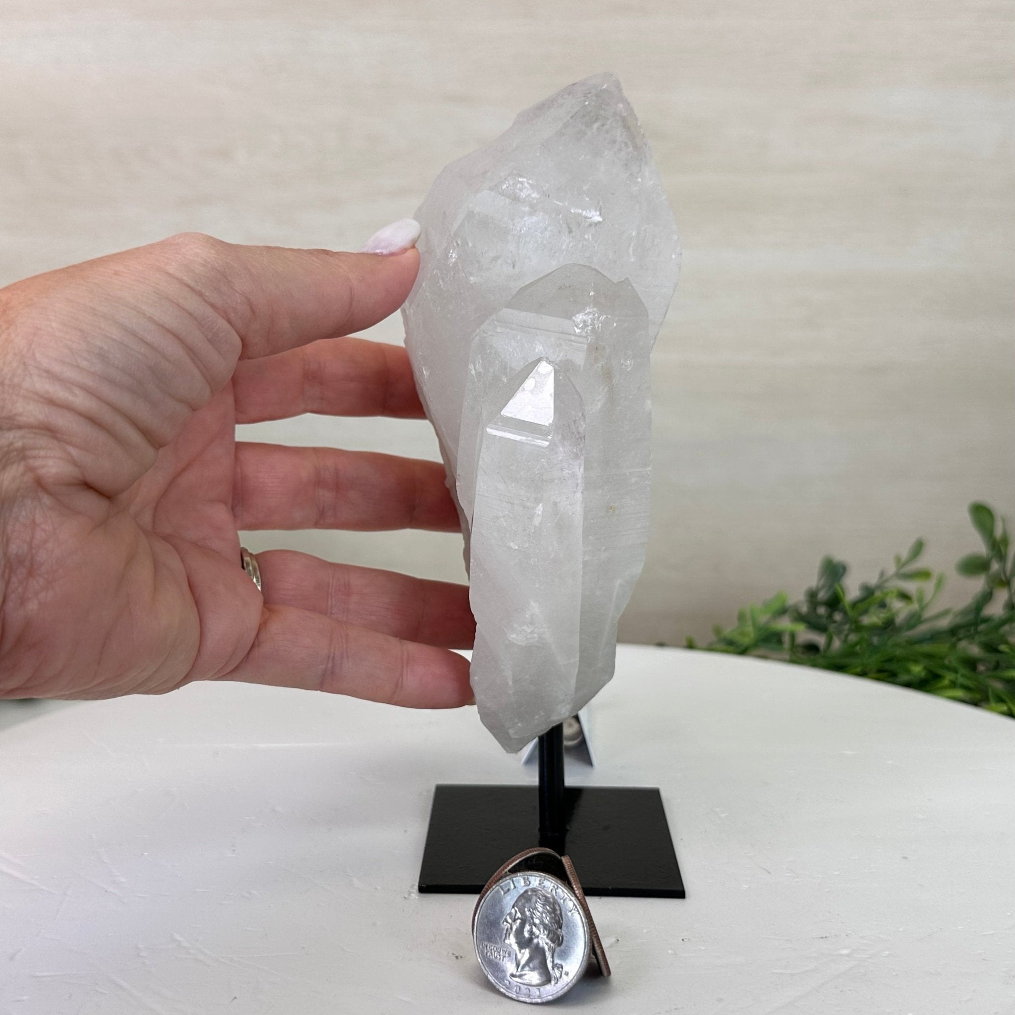 Clear Quartz Crystal Point on a Metal Stand, 1.8 lbs & 7.2" Tall #3122CQ - 022 - Brazil GemsBrazil GemsClear Quartz Crystal Point on a Metal Stand, 1.8 lbs & 7.2" Tall #3122CQ - 022Crystal Points3122CQ - 022