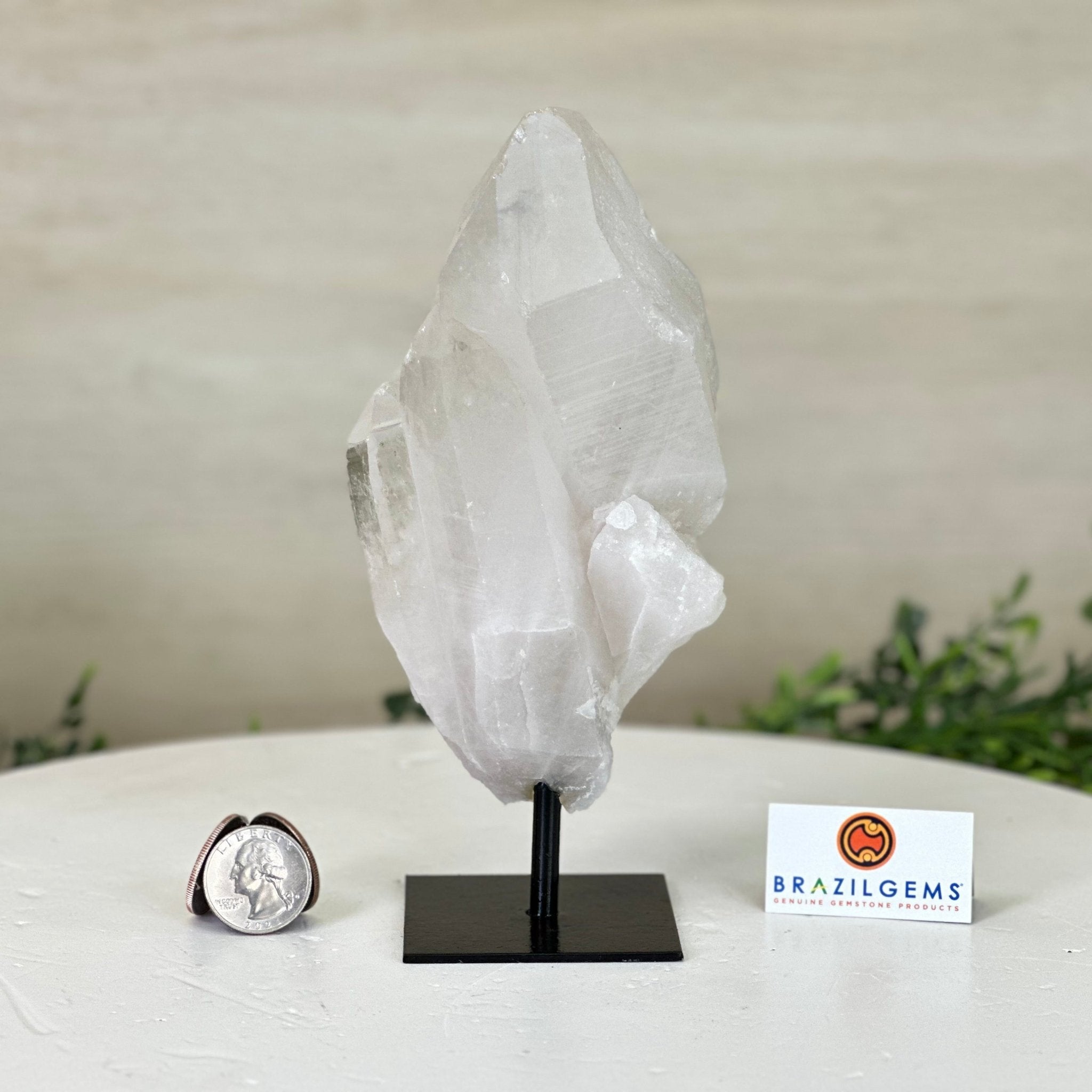 Clear Quartz Crystal Point on a Metal Stand, 1.8 lbs & 7.2" Tall #3122CQ - 022 - Brazil GemsBrazil GemsClear Quartz Crystal Point on a Metal Stand, 1.8 lbs & 7.2" Tall #3122CQ - 022Crystal Points3122CQ - 022