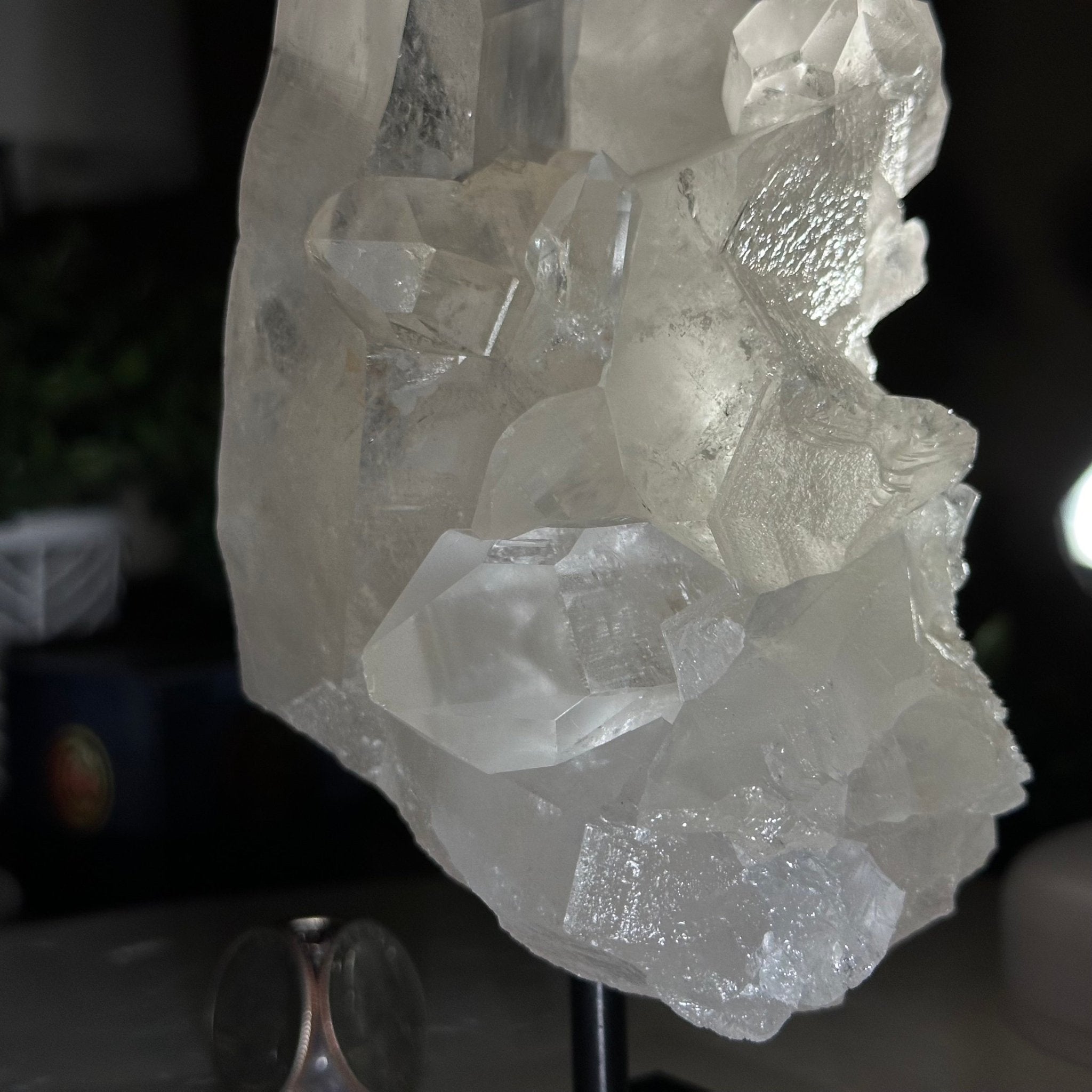 Clear Quartz Crystal Point on a Metal Stand, 2.4 lbs & 6.5" Tall #3122CQ - 015 - Brazil GemsBrazil GemsClear Quartz Crystal Point on a Metal Stand, 2.4 lbs & 6.5" Tall #3122CQ - 015Crystal Points3122CQ - 015