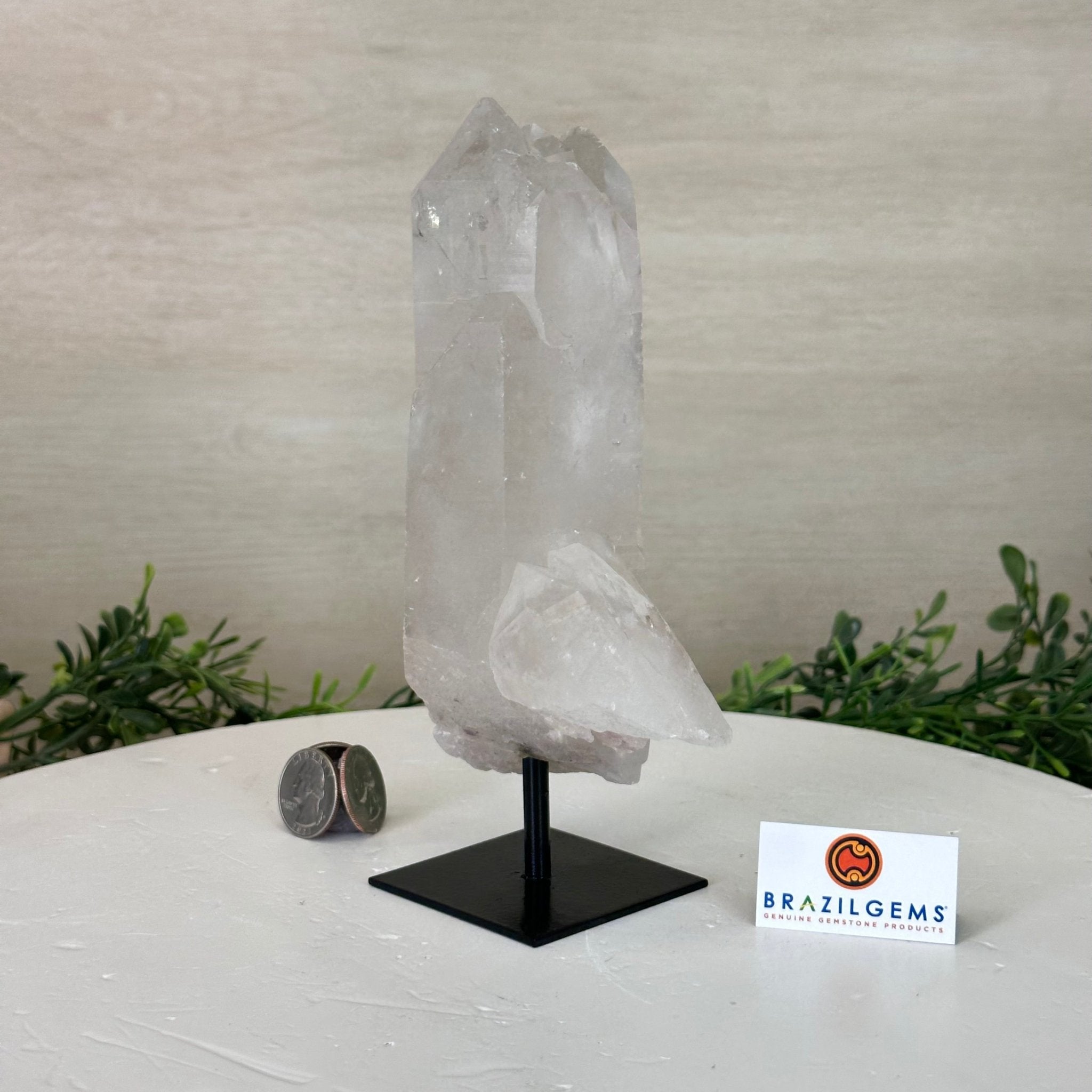 Clear Quartz Crystal Point on a Metal Stand, 2.4 lbs & 7.7" Tall #3122CQ - 014 - Brazil GemsBrazil GemsClear Quartz Crystal Point on a Metal Stand, 2.4 lbs & 7.7" Tall #3122CQ - 014Crystal Points3122CQ - 014