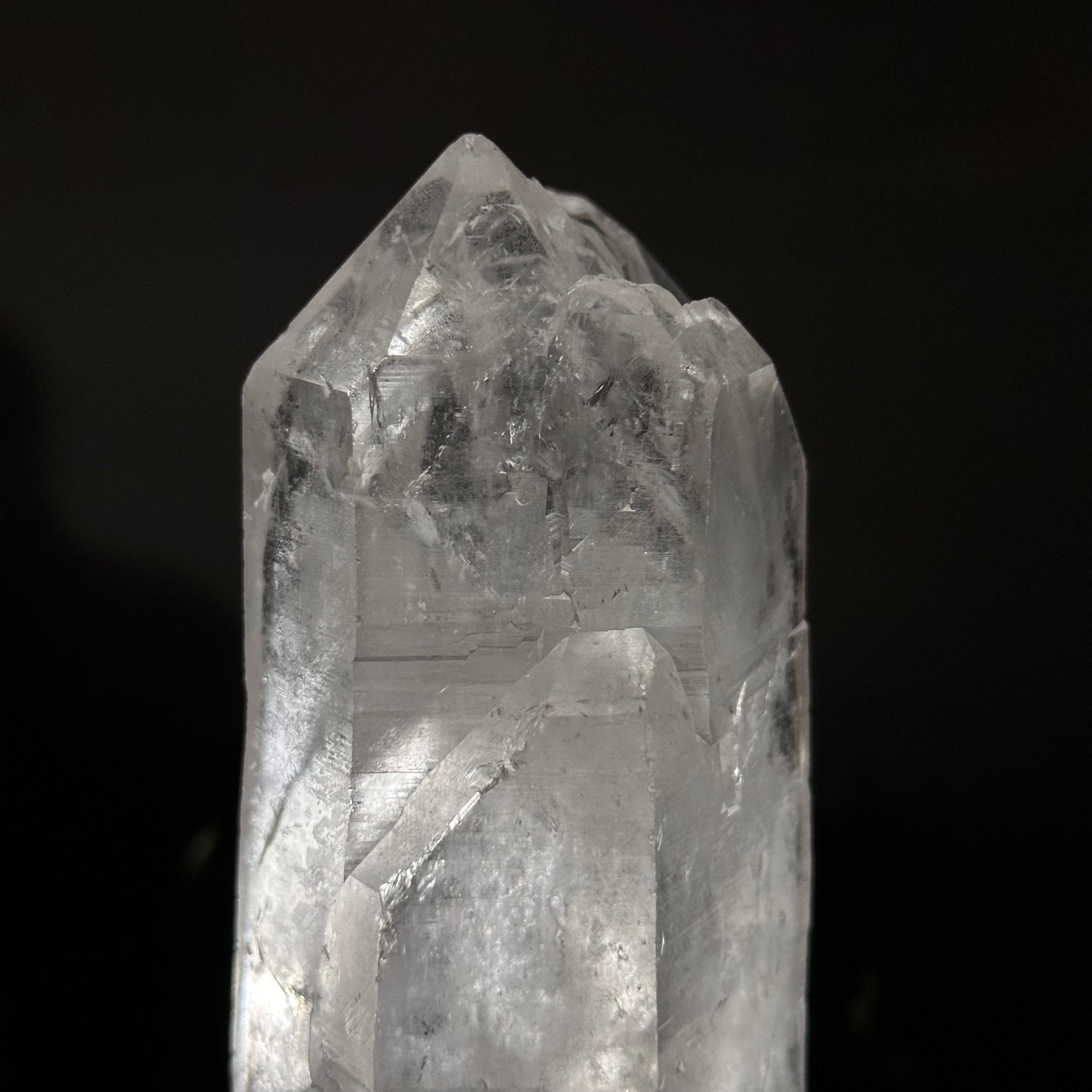 Clear Quartz Crystal Point on a Metal Stand, 2.4 lbs & 7.7" Tall #3122CQ - 014 - Brazil GemsBrazil GemsClear Quartz Crystal Point on a Metal Stand, 2.4 lbs & 7.7" Tall #3122CQ - 014Crystal Points3122CQ - 014