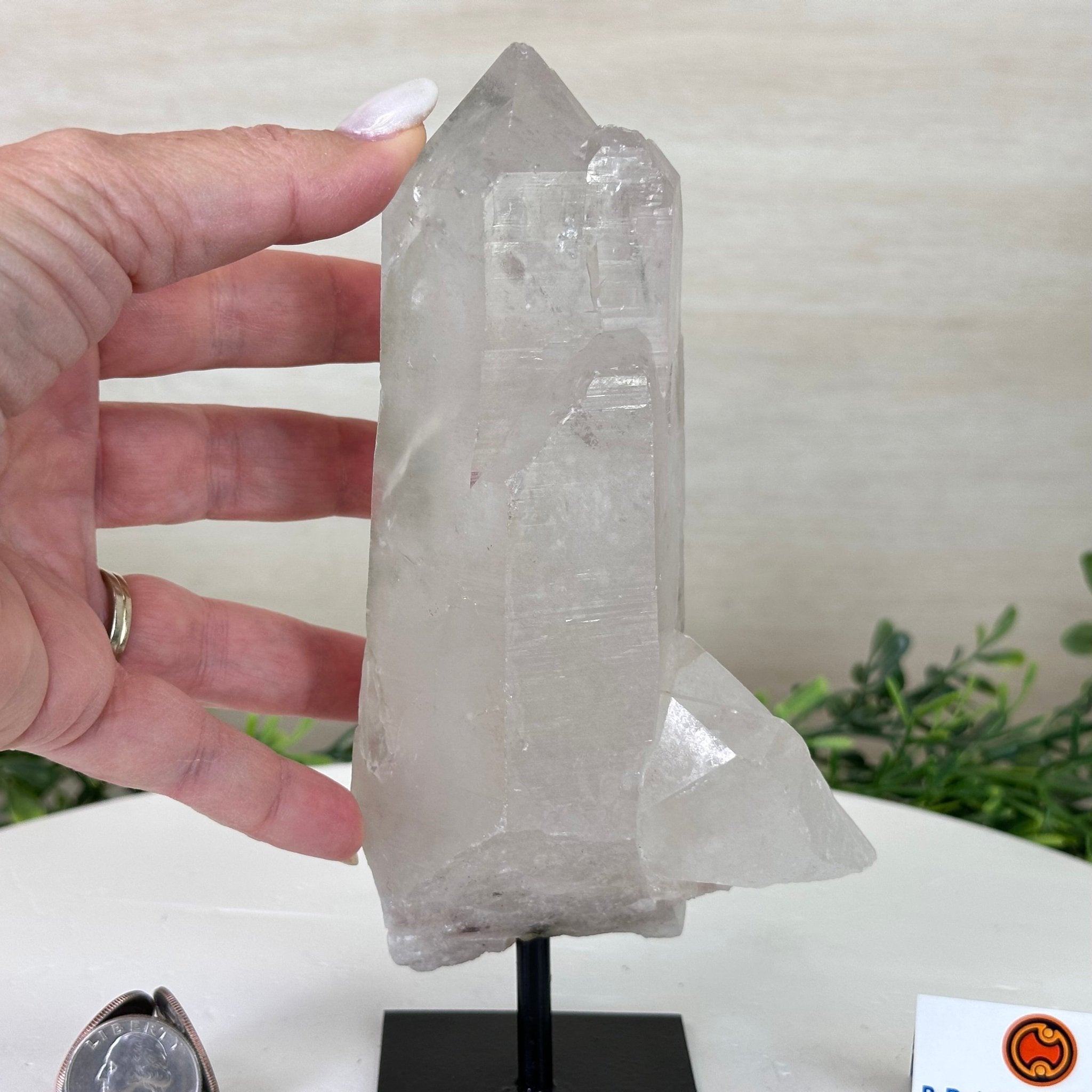 Clear Quartz Crystal Point on a Metal Stand, 2.4 lbs & 7.7" Tall #3122CQ - 014 - Brazil GemsBrazil GemsClear Quartz Crystal Point on a Metal Stand, 2.4 lbs & 7.7" Tall #3122CQ - 014Crystal Points3122CQ - 014