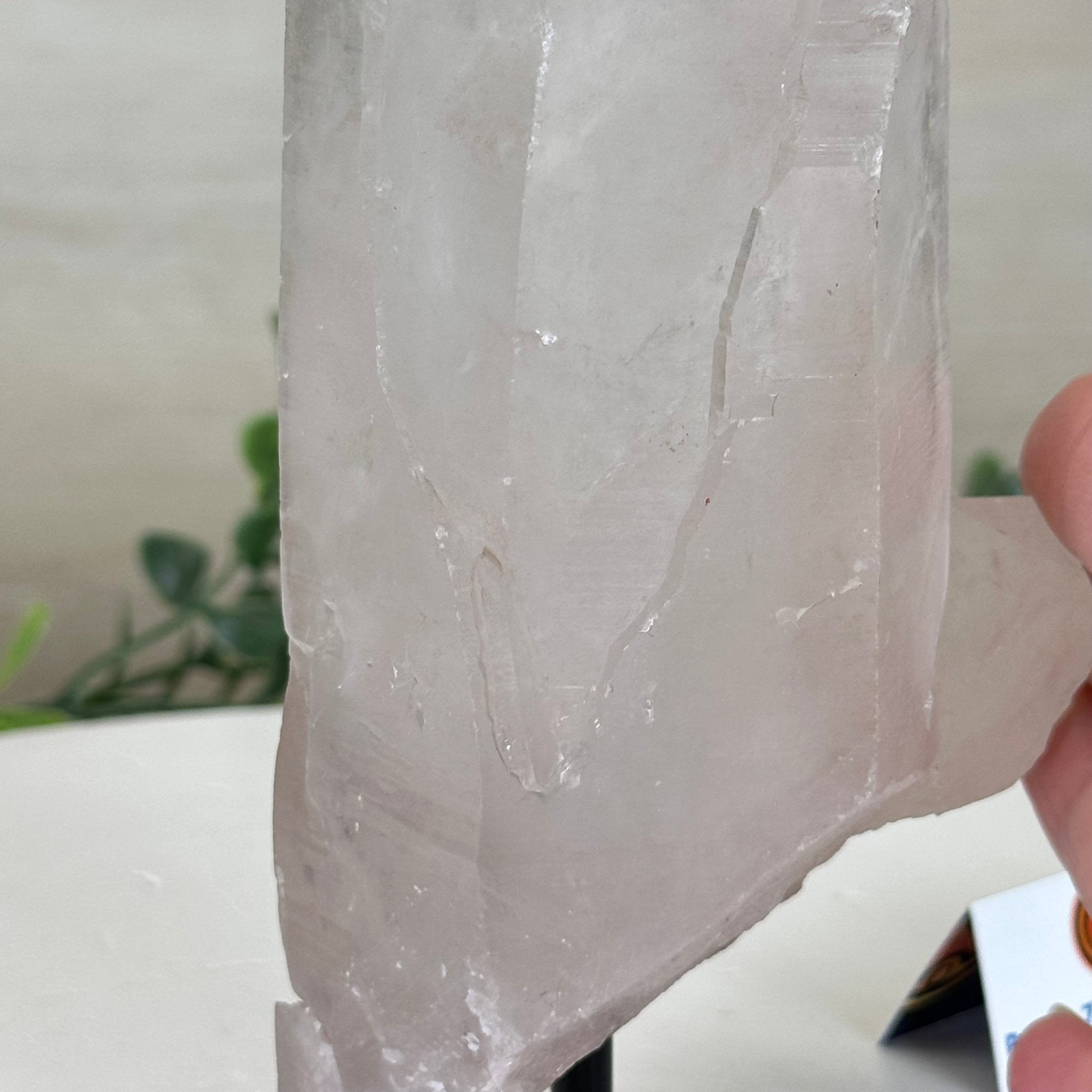 Clear Quartz Crystal Point on a Metal Stand, 2.4 lbs & 7.7" Tall #3122CQ - 014 - Brazil GemsBrazil GemsClear Quartz Crystal Point on a Metal Stand, 2.4 lbs & 7.7" Tall #3122CQ - 014Crystal Points3122CQ - 014