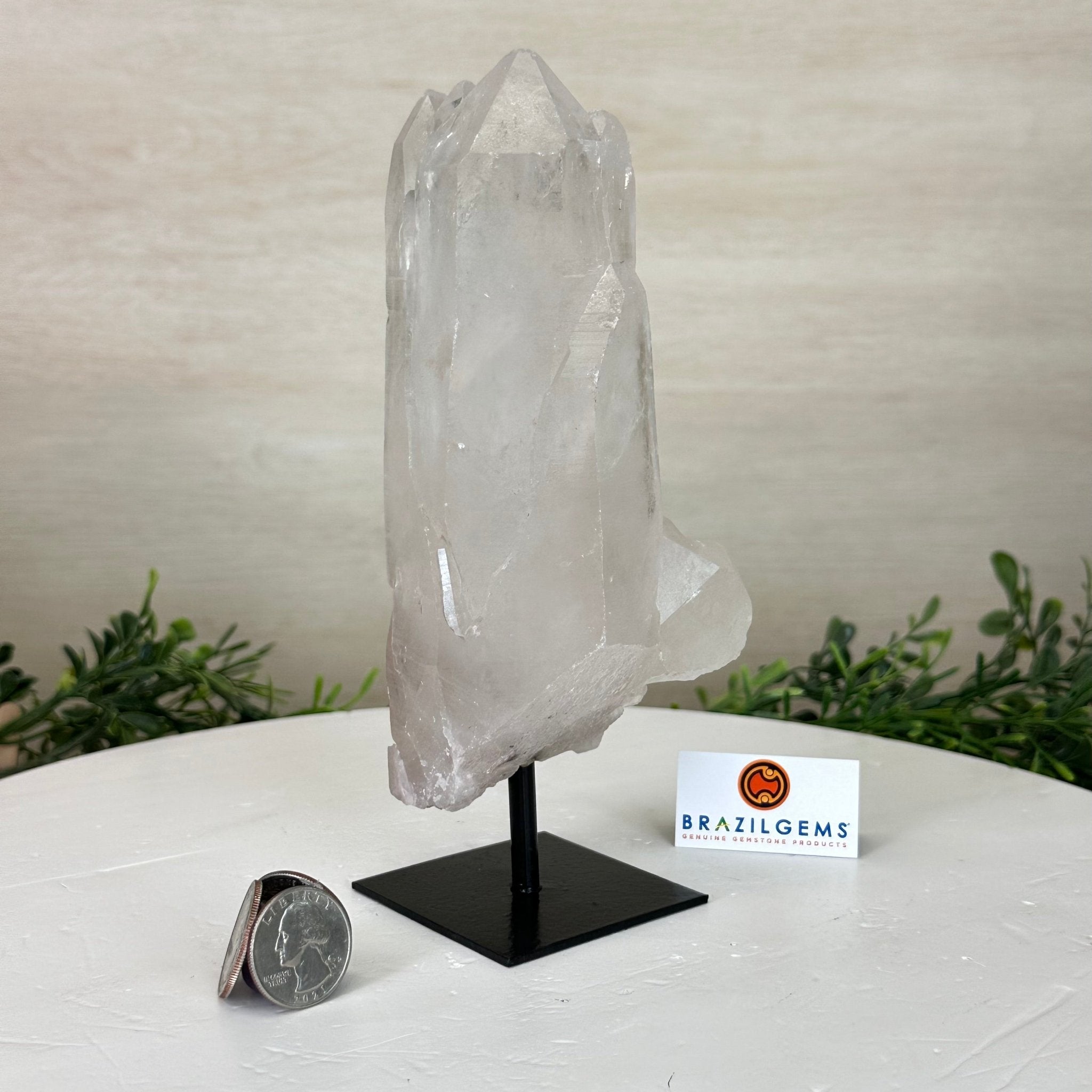 Clear Quartz Crystal Point on a Metal Stand, 2.4 lbs & 7.7" Tall #3122CQ - 014 - Brazil GemsBrazil GemsClear Quartz Crystal Point on a Metal Stand, 2.4 lbs & 7.7" Tall #3122CQ - 014Crystal Points3122CQ - 014