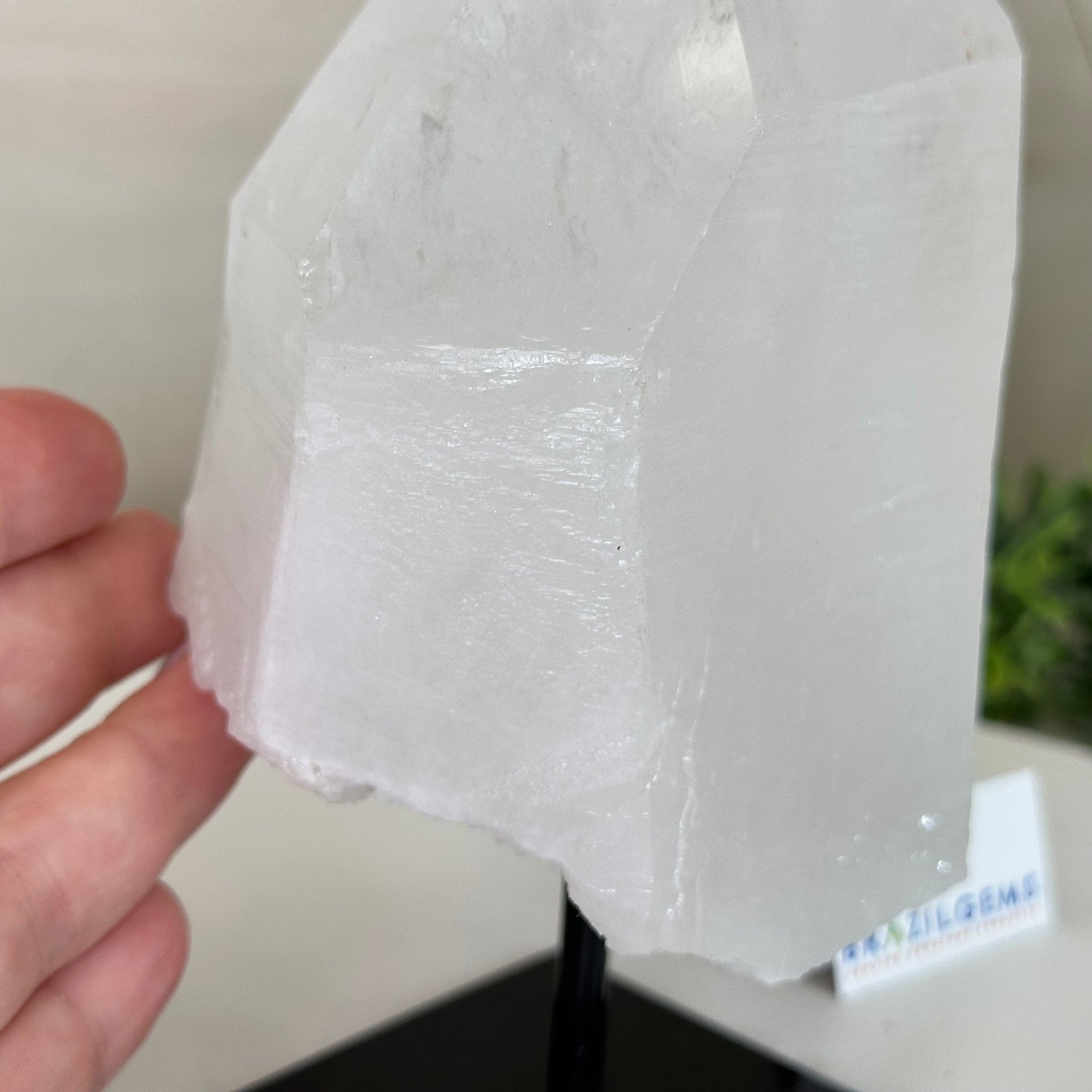 Clear Quartz Crystal Point on a Metal Stand, 3.1 lbs & 6.8" Tall #3122CQ - 024 - Brazil GemsBrazil GemsClear Quartz Crystal Point on a Metal Stand, 3.1 lbs & 6.8" Tall #3122CQ - 024Crystal Points3122CQ - 024