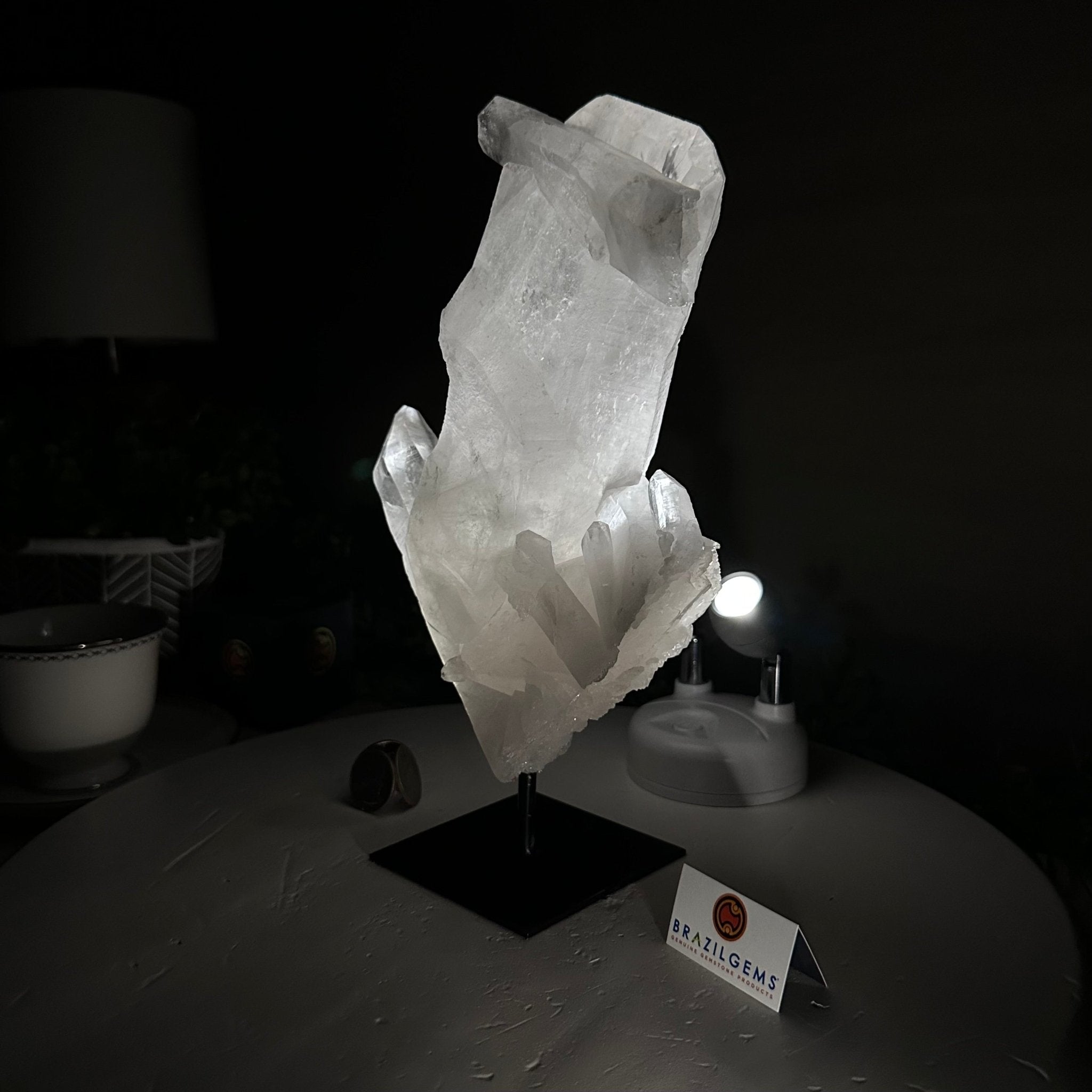 Clear Quartz Crystal Point on a Metal Stand, 4.4 lbs & 10.2" Tall #3122CQ - 026 - Brazil GemsBrazil GemsClear Quartz Crystal Point on a Metal Stand, 4.4 lbs & 10.2" Tall #3122CQ - 026Crystal Points3122CQ - 026