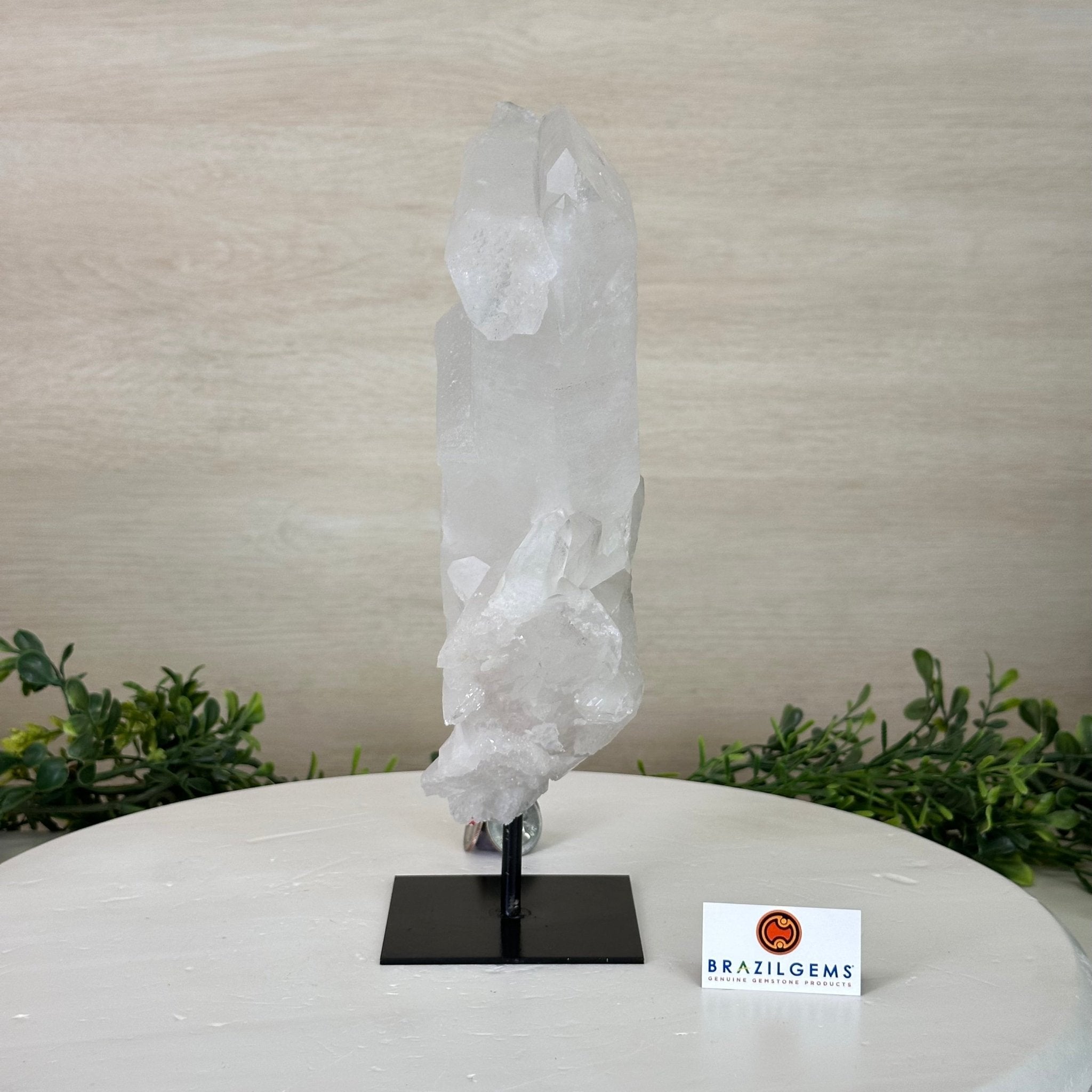 Clear Quartz Crystal Point on a Metal Stand, 4.4 lbs & 10.2" Tall #3122CQ - 026 - Brazil GemsBrazil GemsClear Quartz Crystal Point on a Metal Stand, 4.4 lbs & 10.2" Tall #3122CQ - 026Crystal Points3122CQ - 026