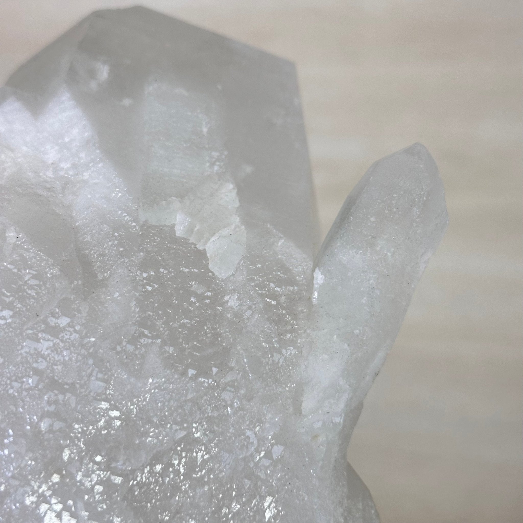 Clear Quartz Crystal Point on a Metal Stand, 8.2 lbs & 10.6" Tall #3122CQ - 018 - Brazil GemsBrazil GemsClear Quartz Crystal Point on a Metal Stand, 8.2 lbs & 10.6" Tall #3122CQ - 018Crystal Points